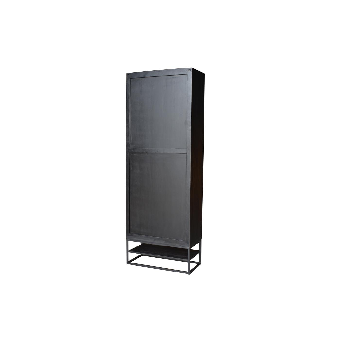 Giga Meubel - Vitrinekast Zwart - 80x40x220cm - Mangohout - Kast Myron