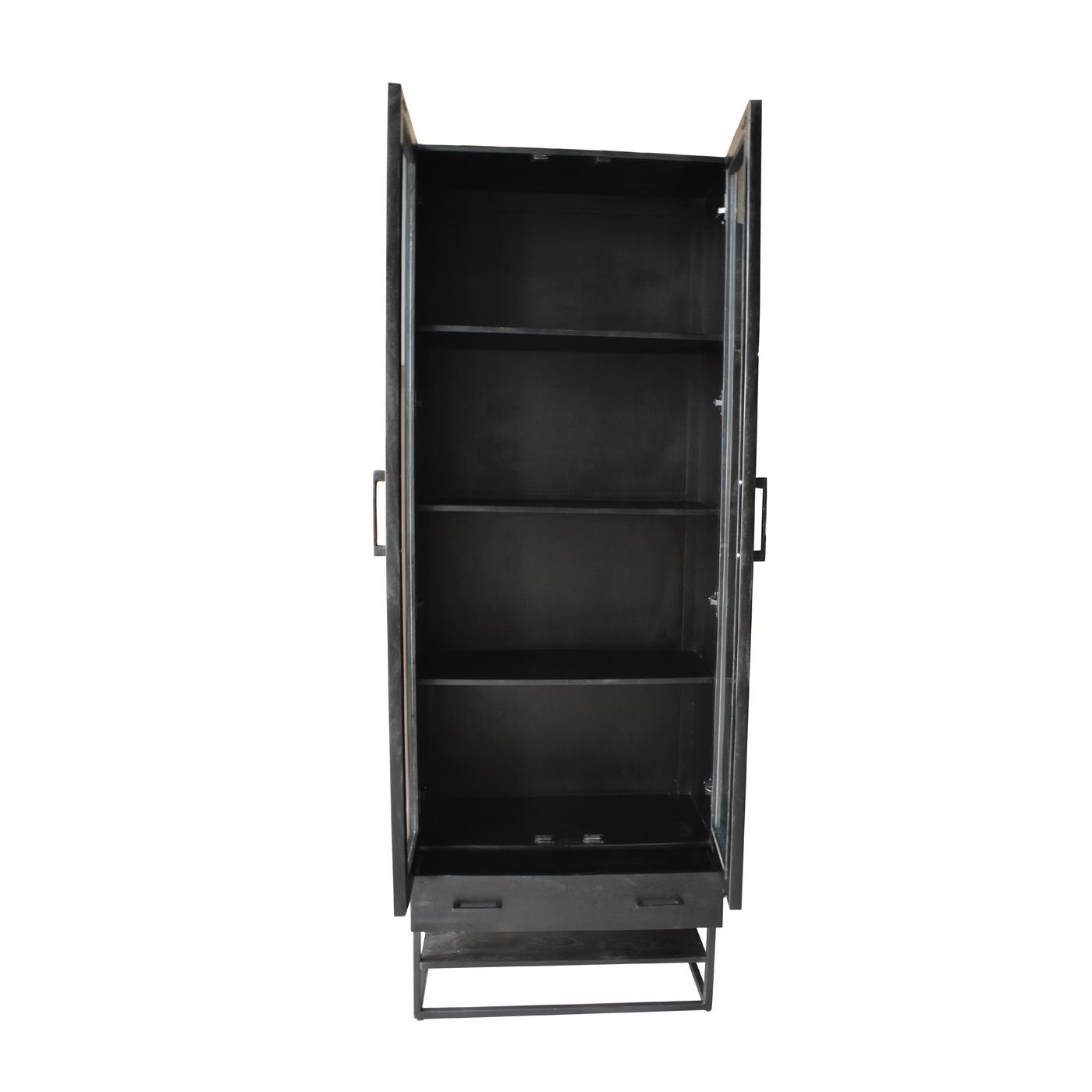 Giga Meubel - Vitrinekast Zwart - 80x40x220cm - Mangohout - Kast Myron