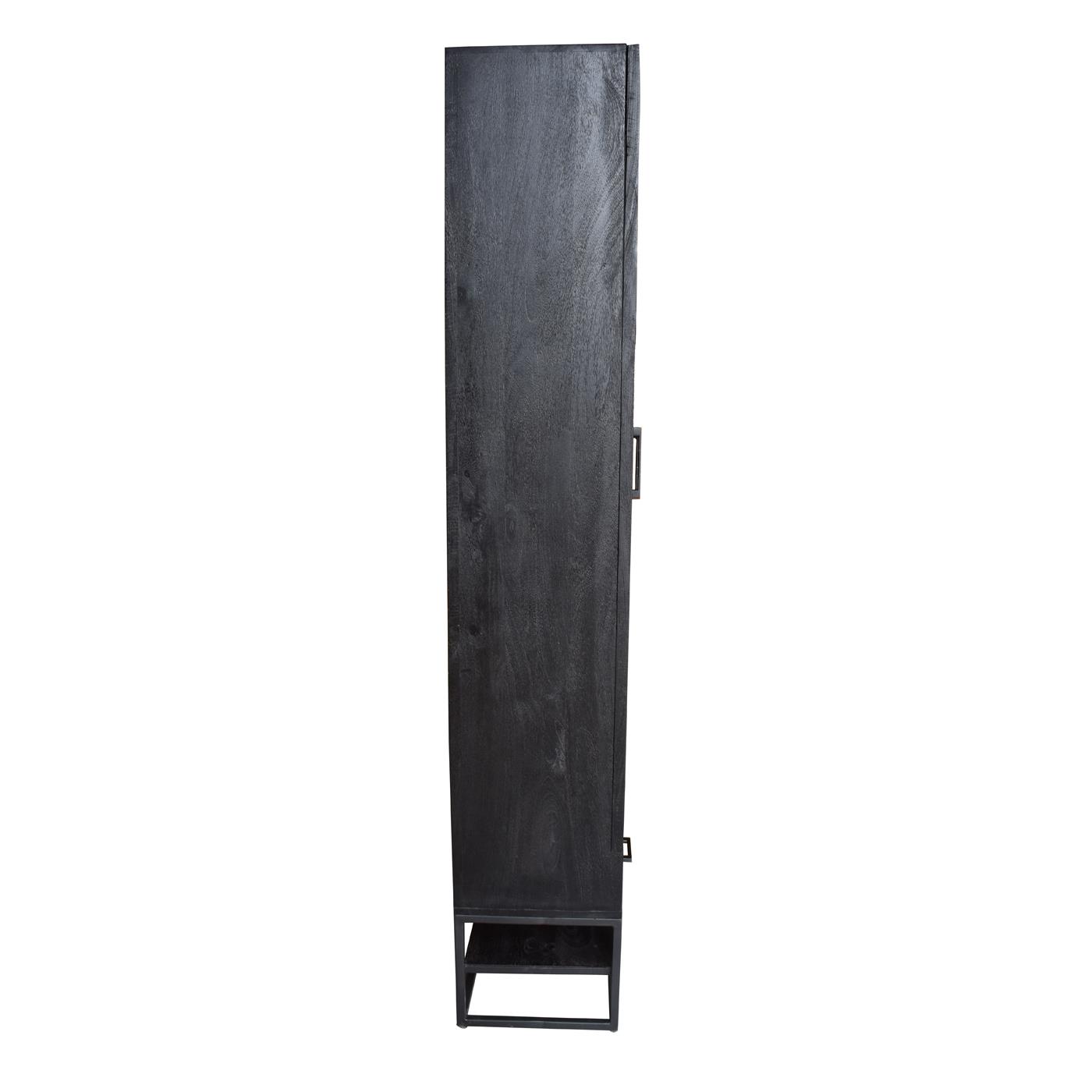 Giga Meubel - Vitrinekast Zwart - 80x40x220cm - Mangohout - Kast Myron