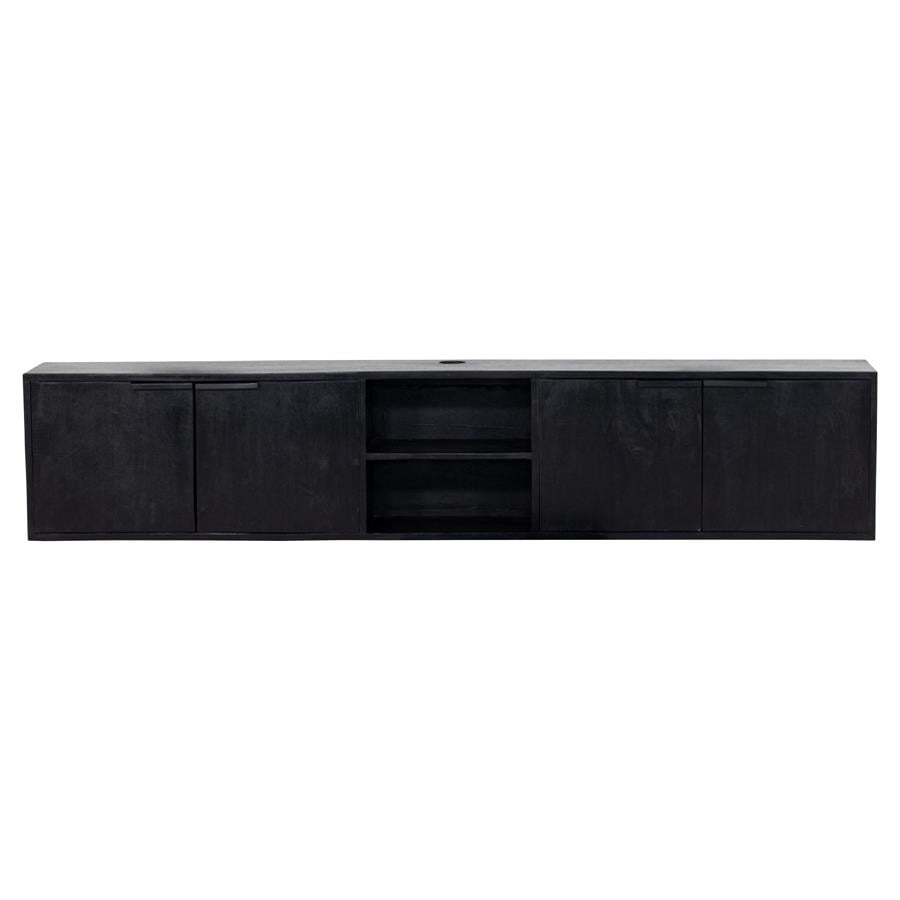Giga Meubel - Zweven Tv-meubel - Ijzer|Hout - Zwart - 200x30x40 - Zen