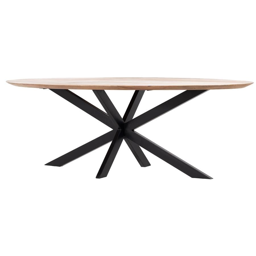 Giga Meubel - Eettafel Ovaal Mangohout - Zwart Onderstel - Diamond