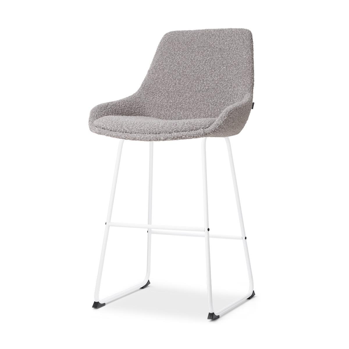 Nolon Nino-Isa Barkruk Bouclé Taupe - Stof - Wit Onderstel - 65 cm