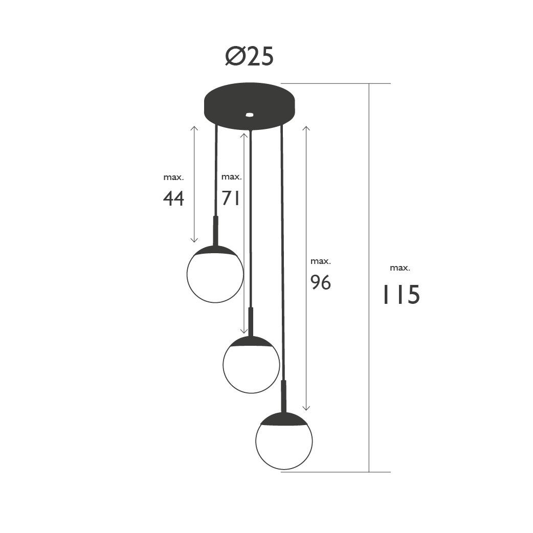 Fermob Mooon triple hanglamp - indoor|outdoor - carbone