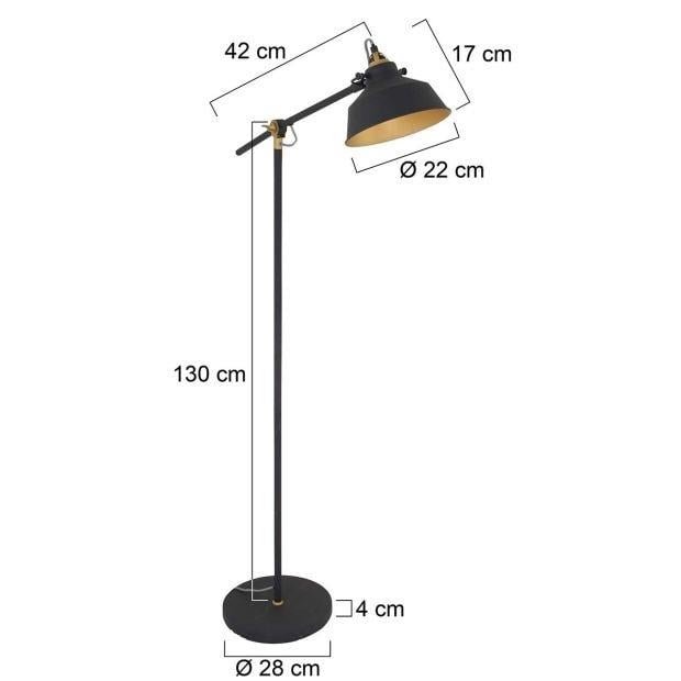 Mexlite Vloerlamp Nove Zwart Goud E27 Fitting 40W max. 1322ZW