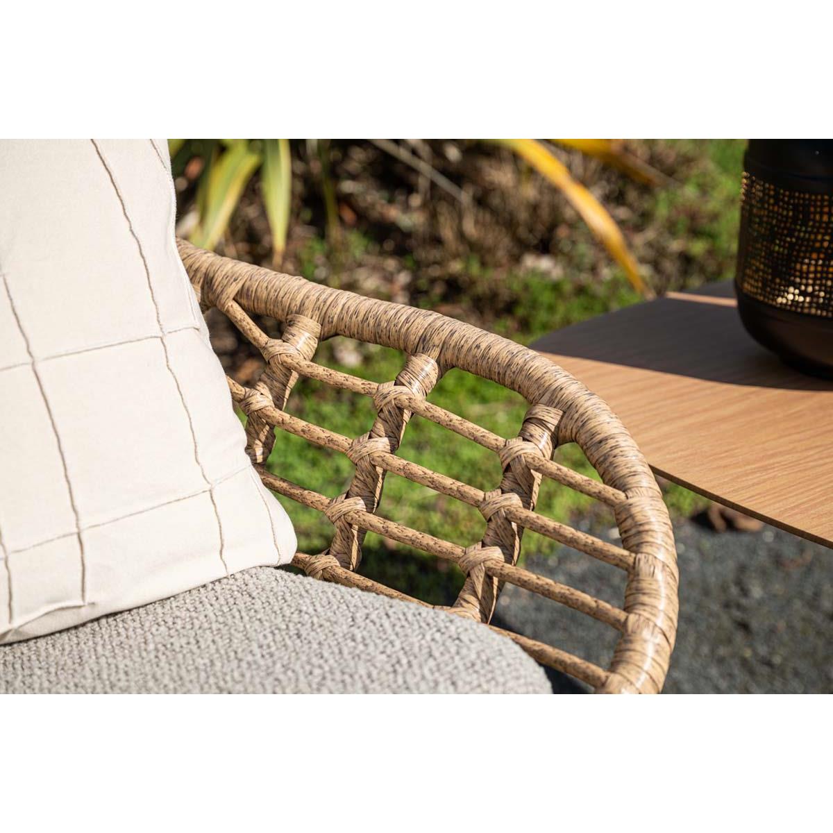 Castello lounge fauteuil - light teak look - natural rotan-merino sand