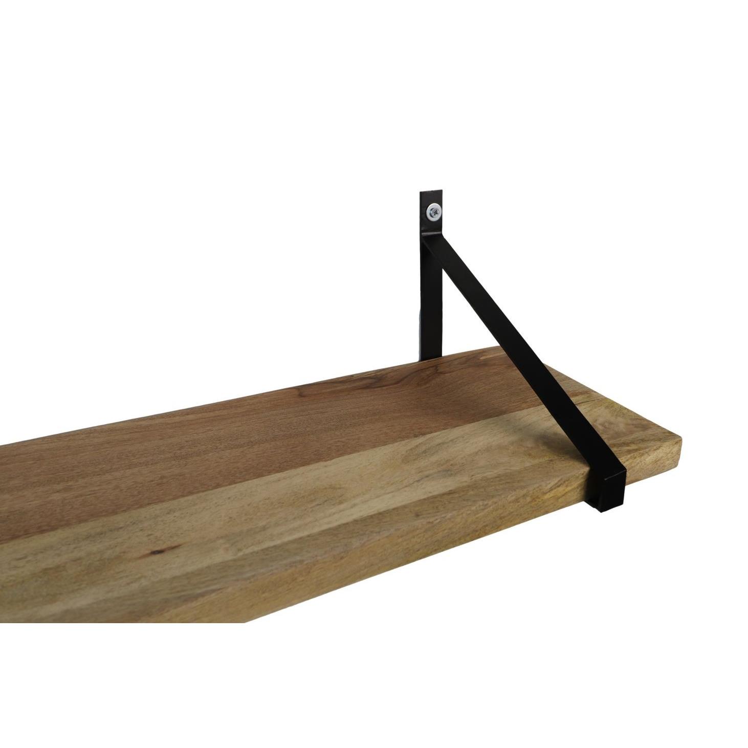 Wandplank - 100x25x20 - Naturel|zwart- Mangohout|ijzer
