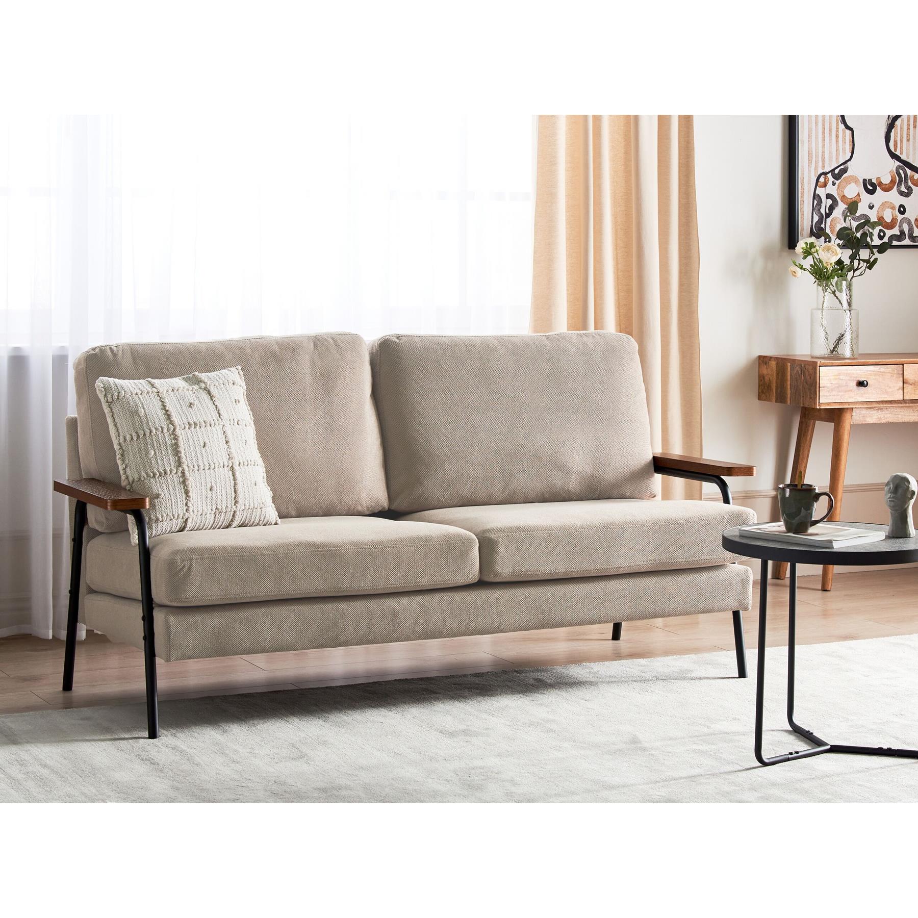 Beliani - AKRANES - Driezitsbank - Taupe - Stof