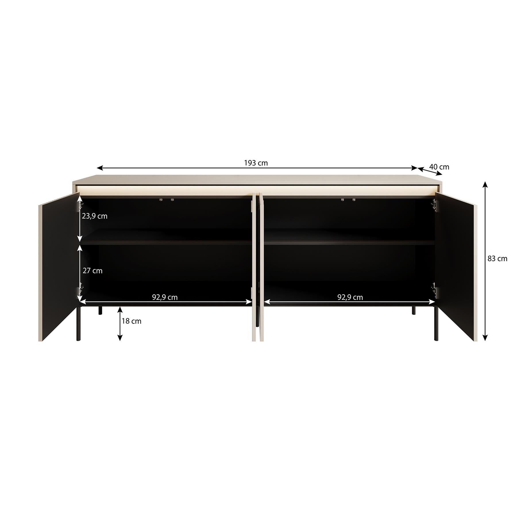 Meubella Dressoir Timoteo - Beige - 193 cm
