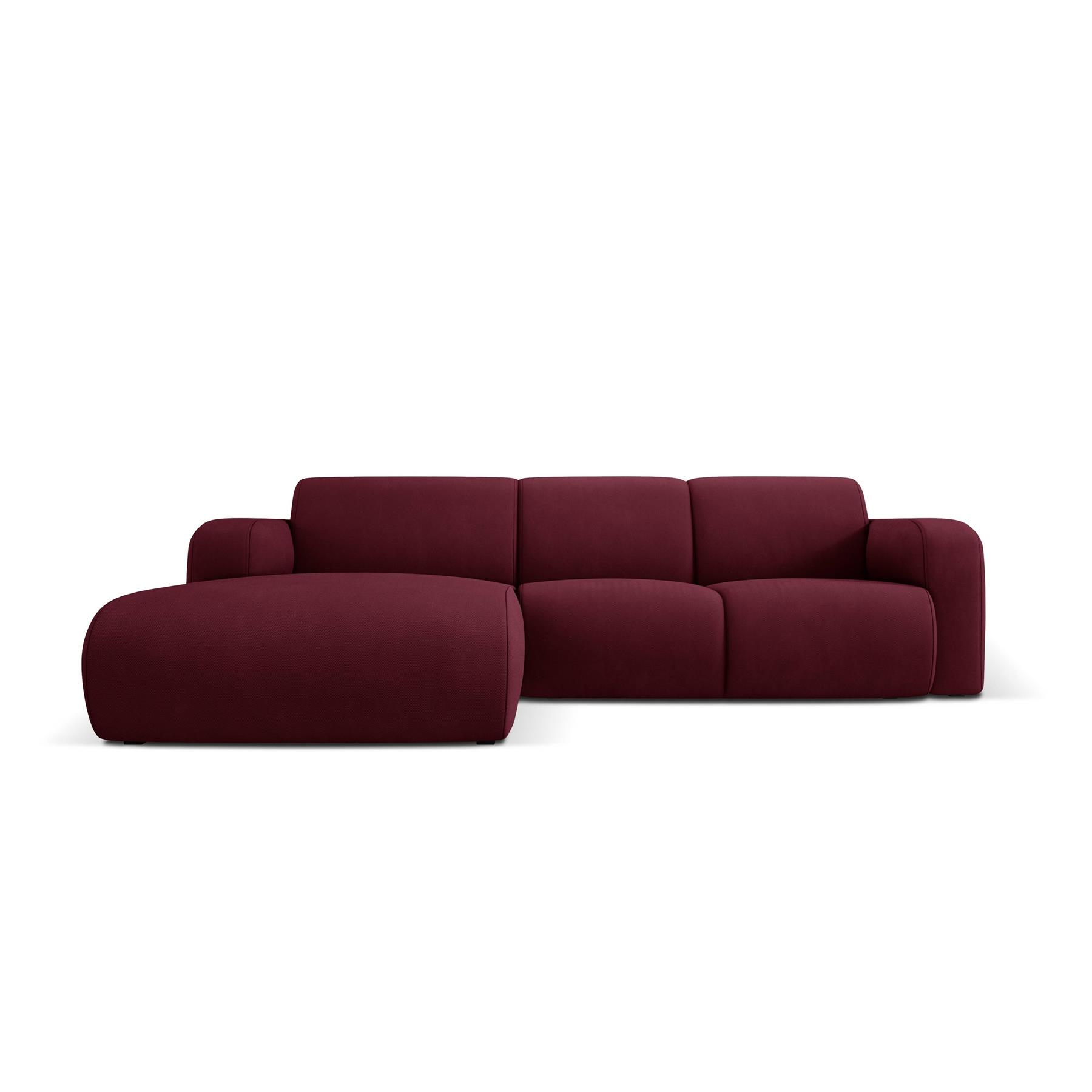 Windsor & Co Lola Hoekbank met Chaise Longue Links - Fluweel - Bordeauxrood