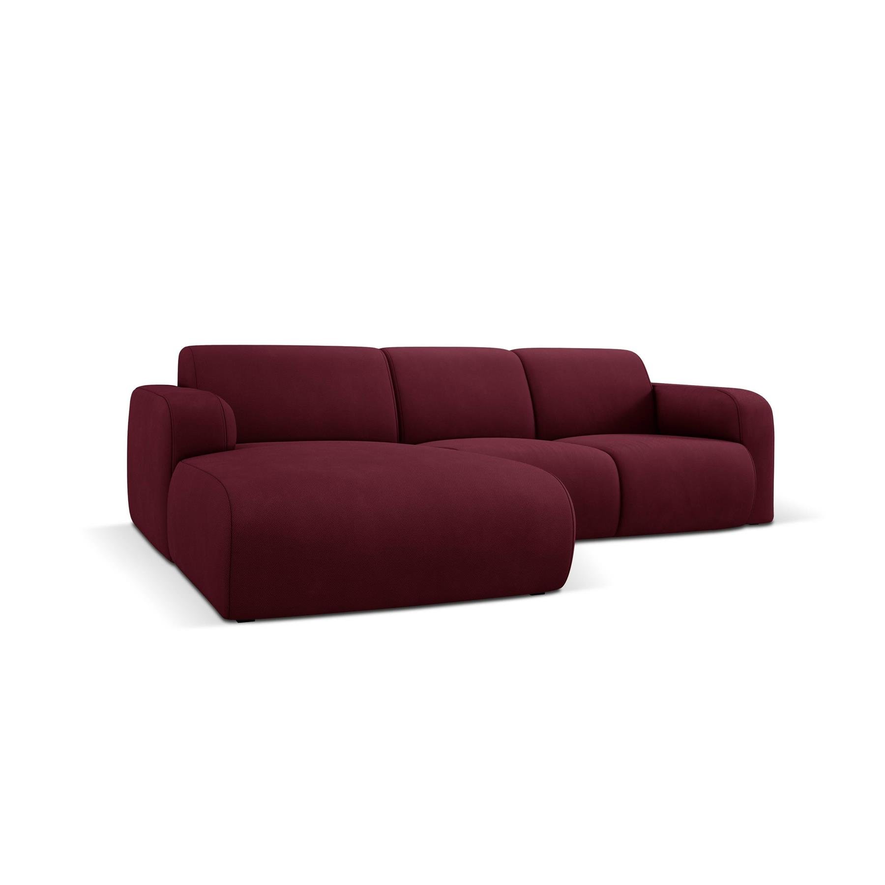 Windsor & Co Lola Hoekbank met Chaise Longue Links - Fluweel - Bordeauxrood