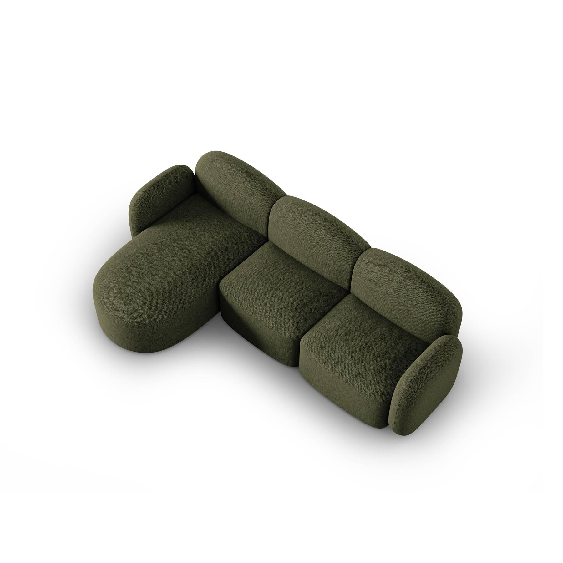 Micadoni Home Blair Hoekbank met Chaise Longue Links - Chenille - Groen