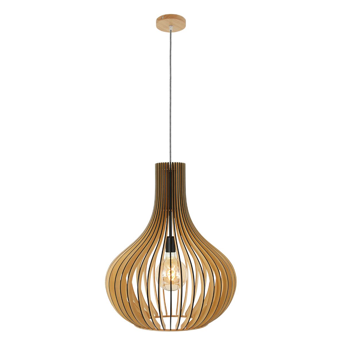 Steinhauer - hanglamp - Smukt - naturel - hout - Ø 50cm - E27 - 2697BE