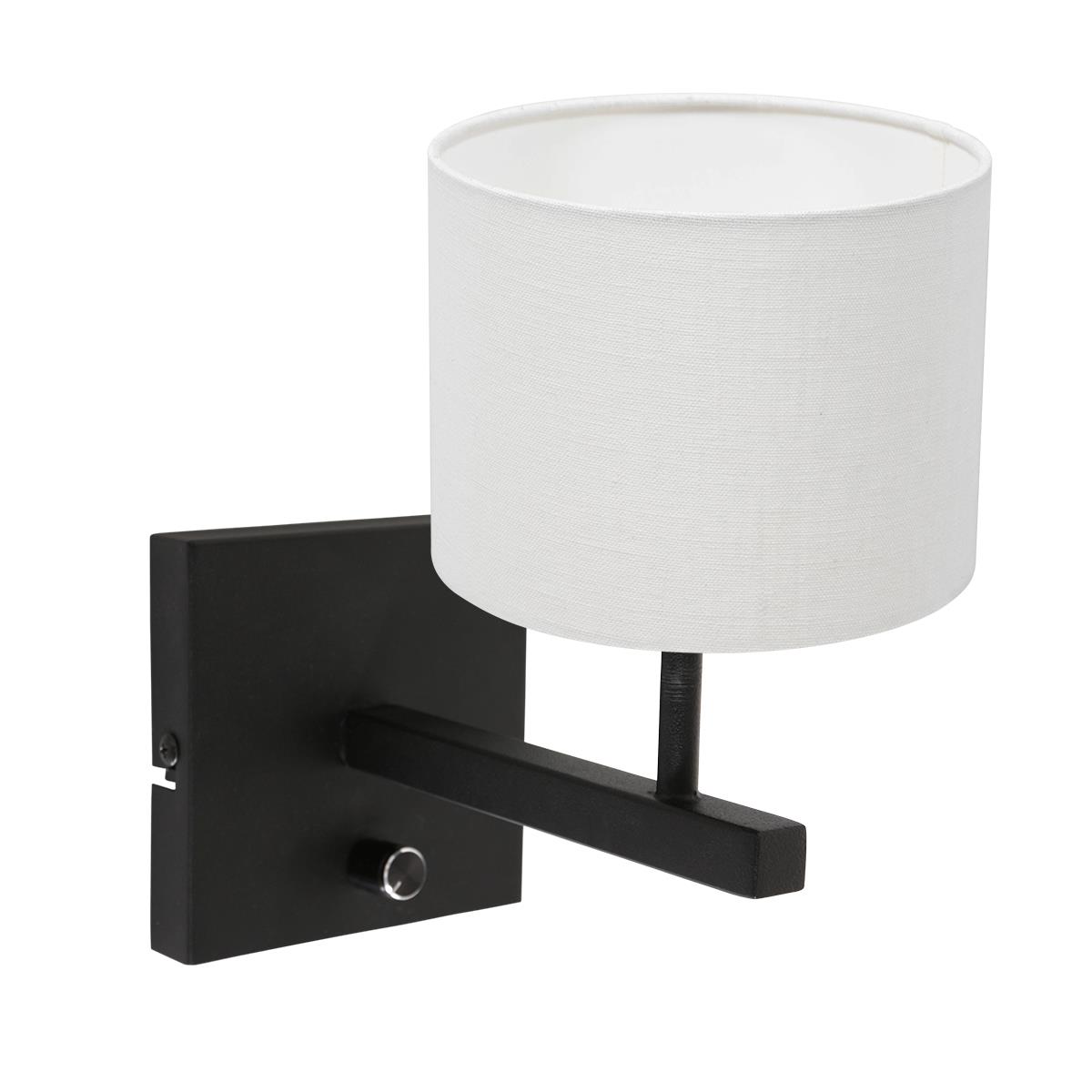 Steinhauer - wandlamp - Stang - zwart - linnen metaal - bedlampje - E27 - 8173ZW