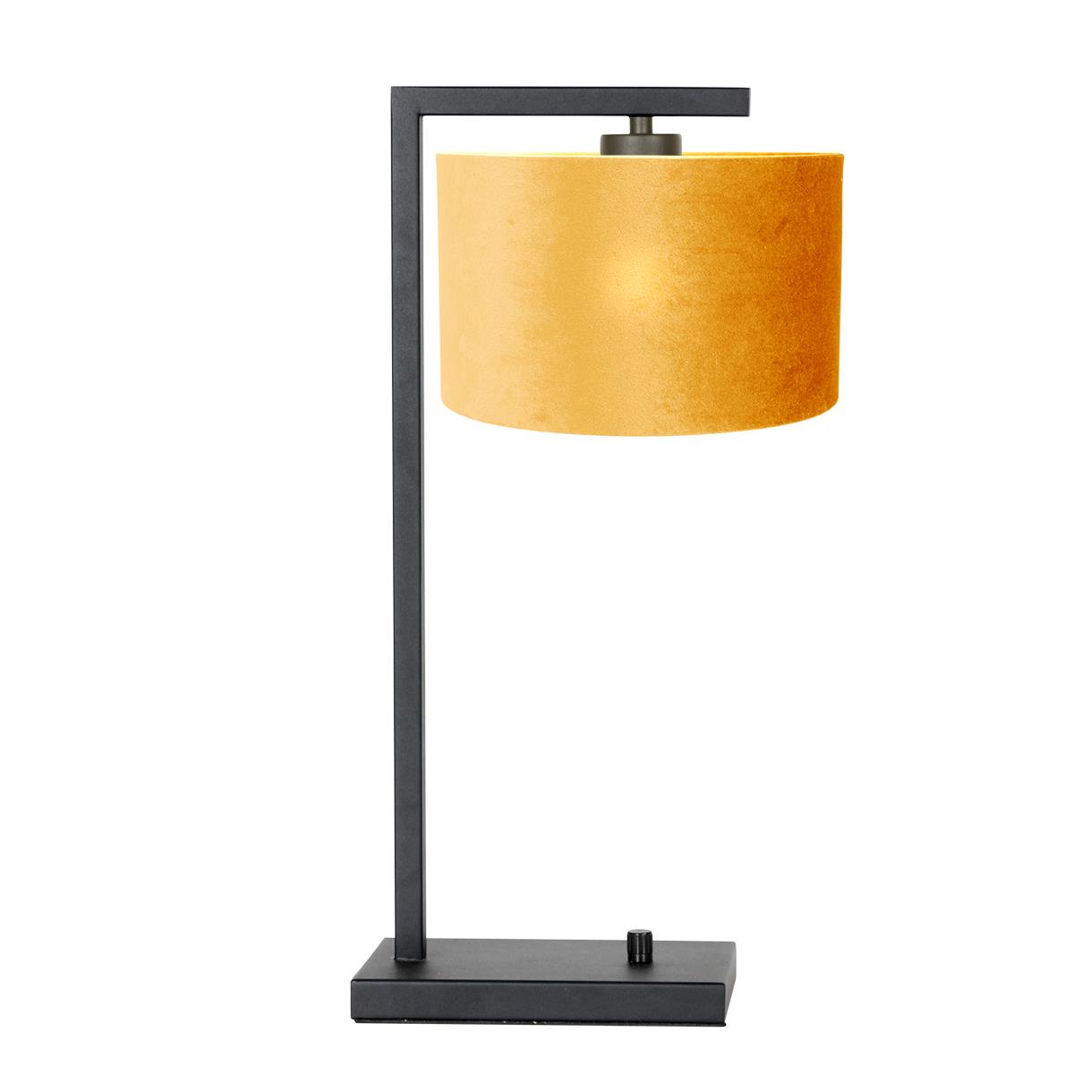 Steinhauer - tafellamp - Stang - zwart - metaal velours stof - schemerlamp - E27 - 7123ZW