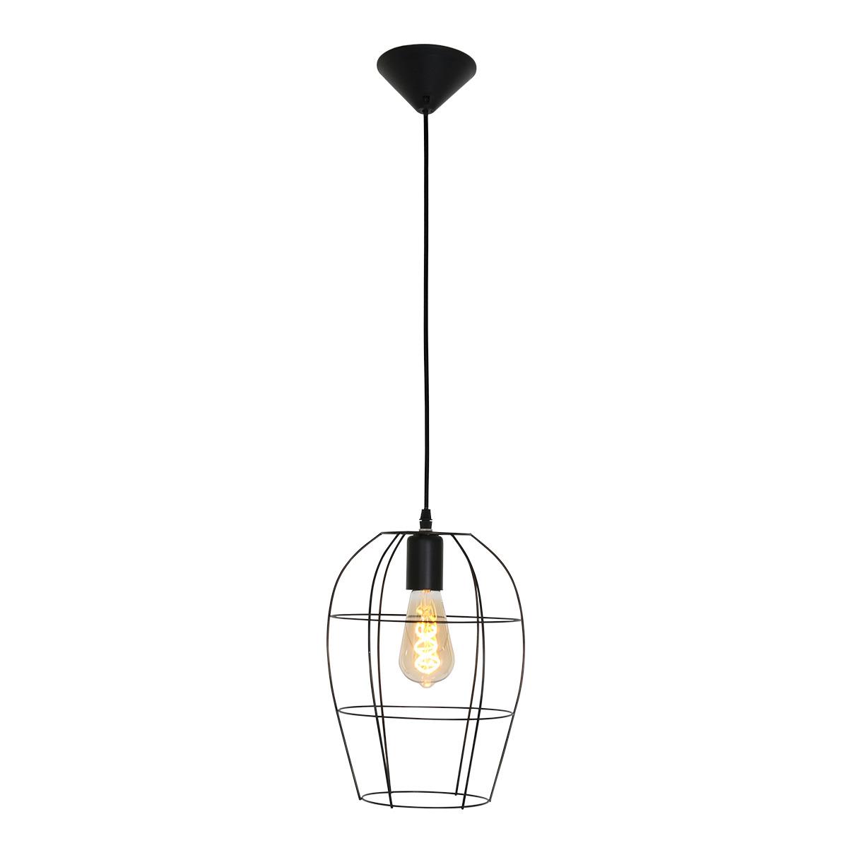 Mexlite - hanglamp - Minimalics - zwart - metaal - Ø 15cm - E27 - 2705ZW