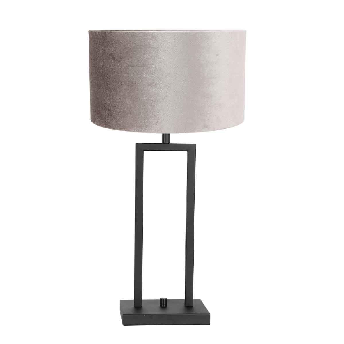 Steinhauer - tafellamp - Stang - zwart - metaal velours stof - Ø 30cm - E27 - 8213ZW