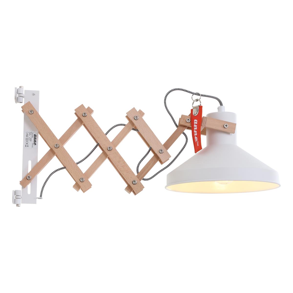 Anne Lighting - wandlamp - Woody - naturel - hout metaal - schaarlamp - E27 - 7900BE
