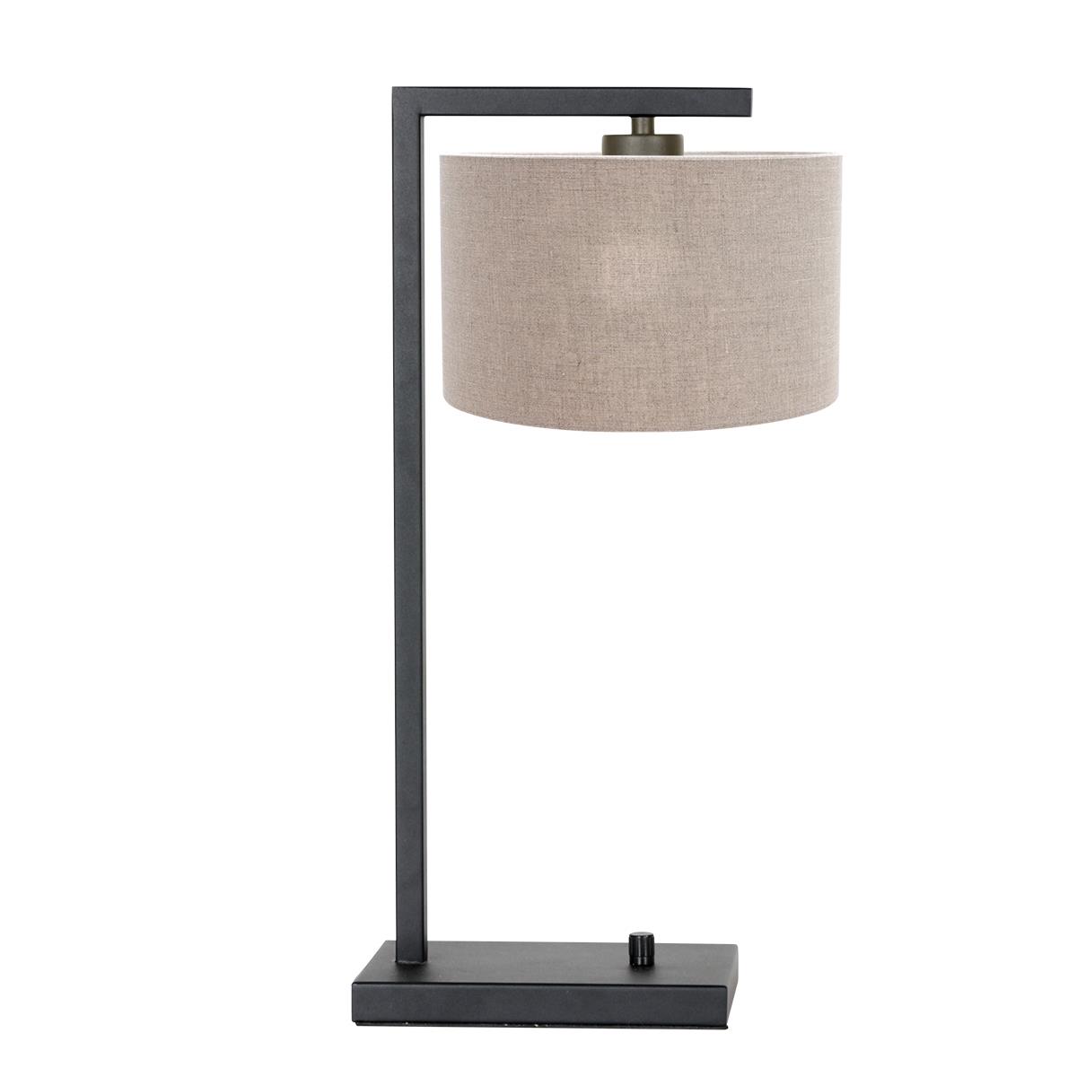 Steinhauer - tafellamp - Stang - zwart - linnen metaal - schemerlamp - E27 - 7119ZW