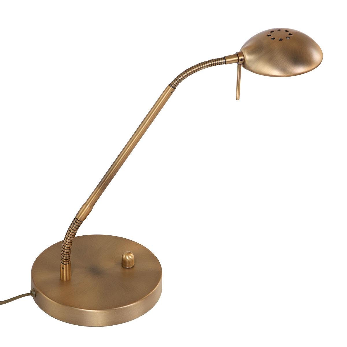 Mexlite - tafellamp - Biron - brons - glas metaal - bureaulamp - LED - 7502BR