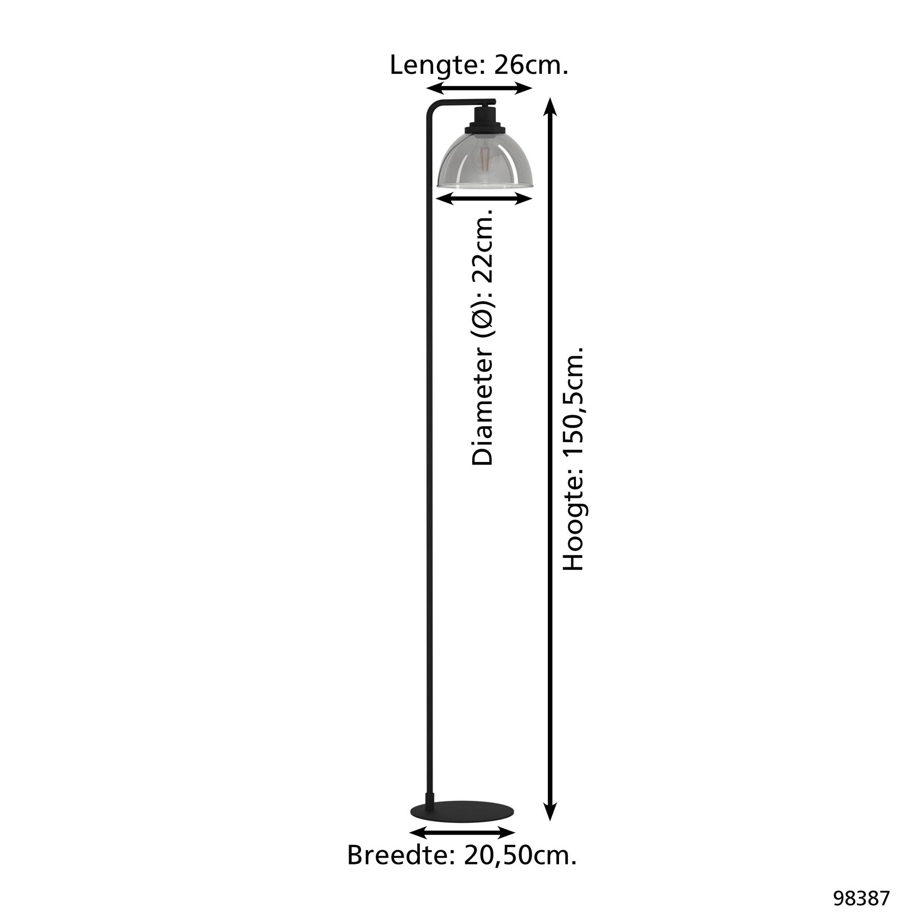 EGLO Beleser Vloerlamp - E27 - 150,5 cm - Zwart