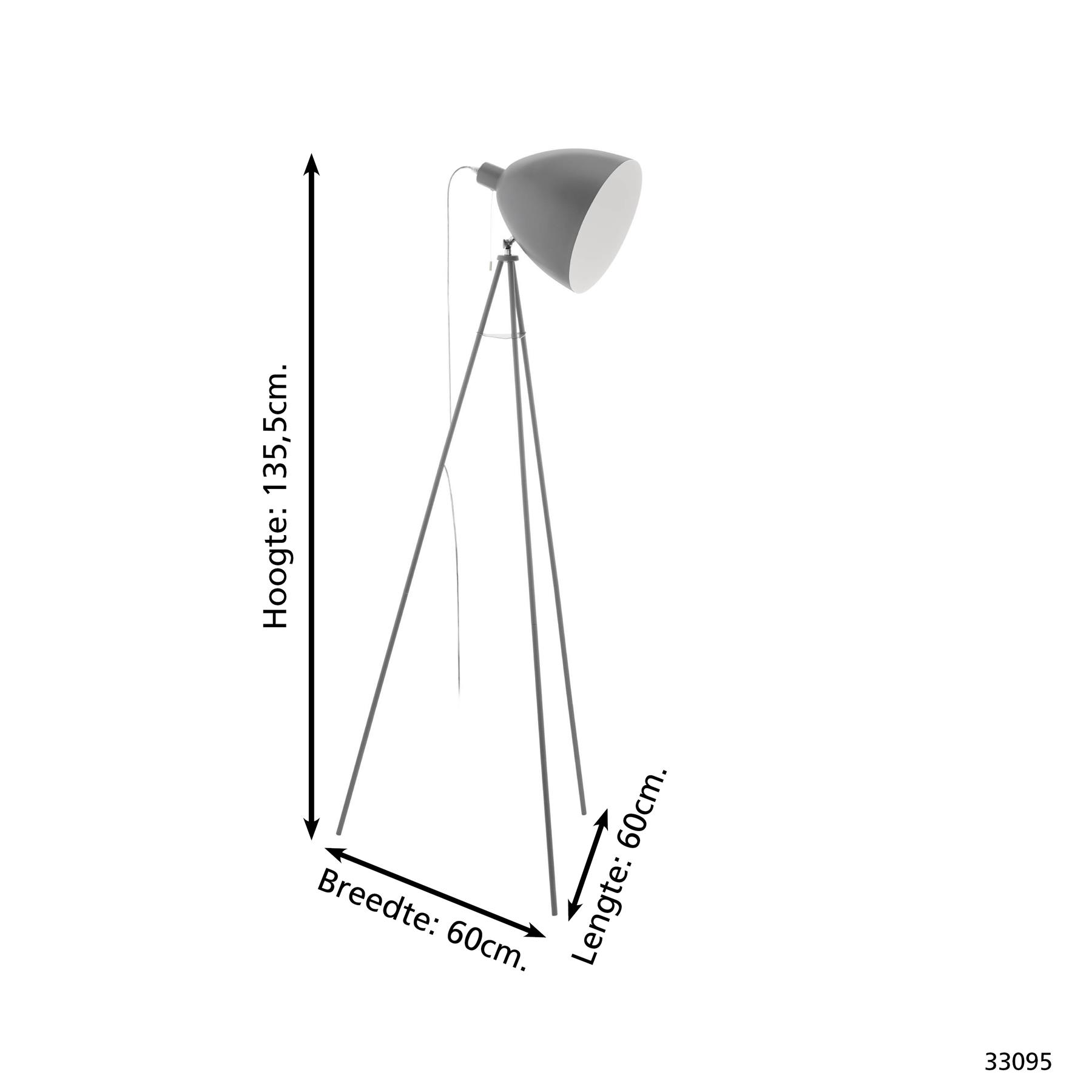 EGLO Dundee Vloerlamp - E27 - 135,5 cm - Grijs