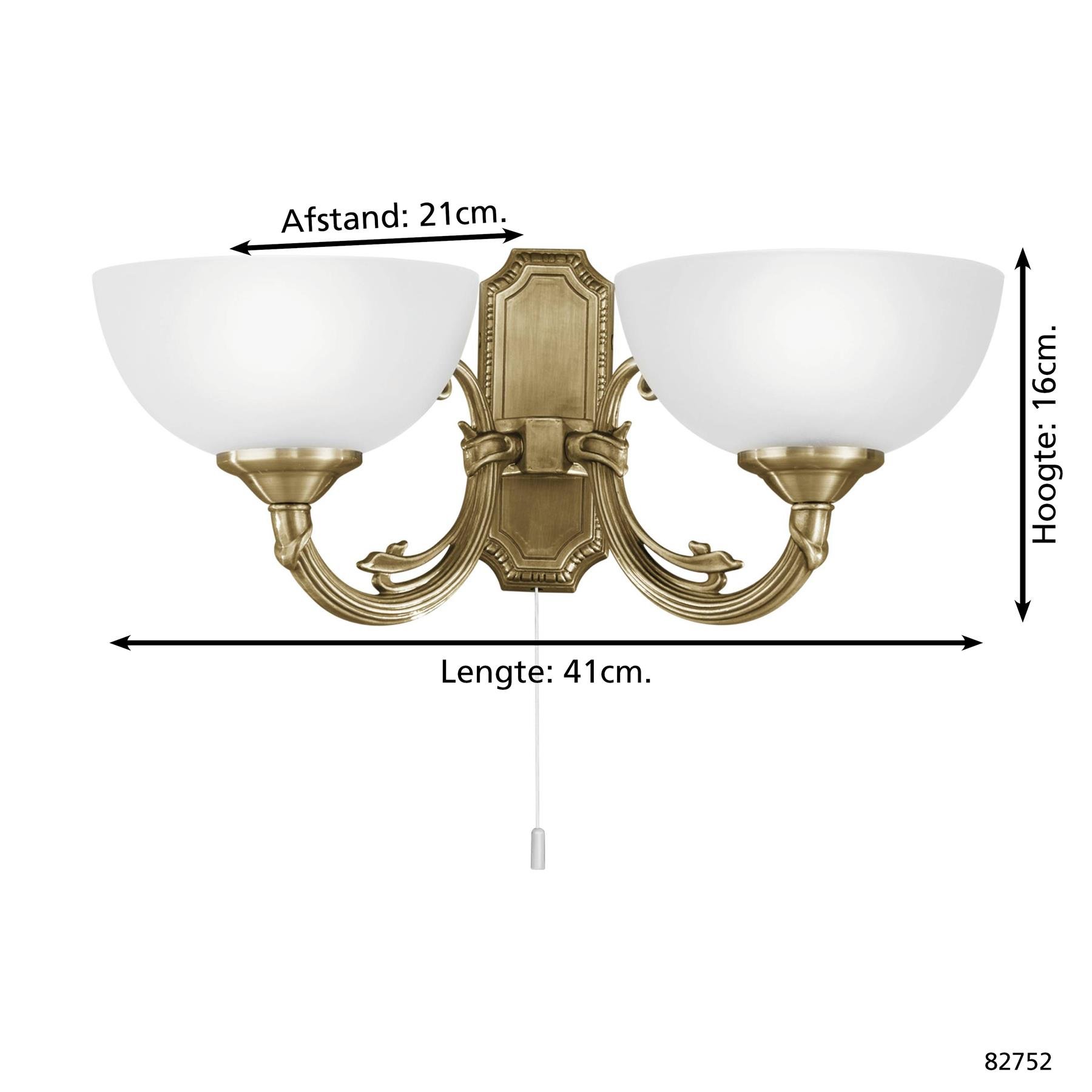 EGLO Savoy - Wandlamp - 2 Lichts - Brons - Wit