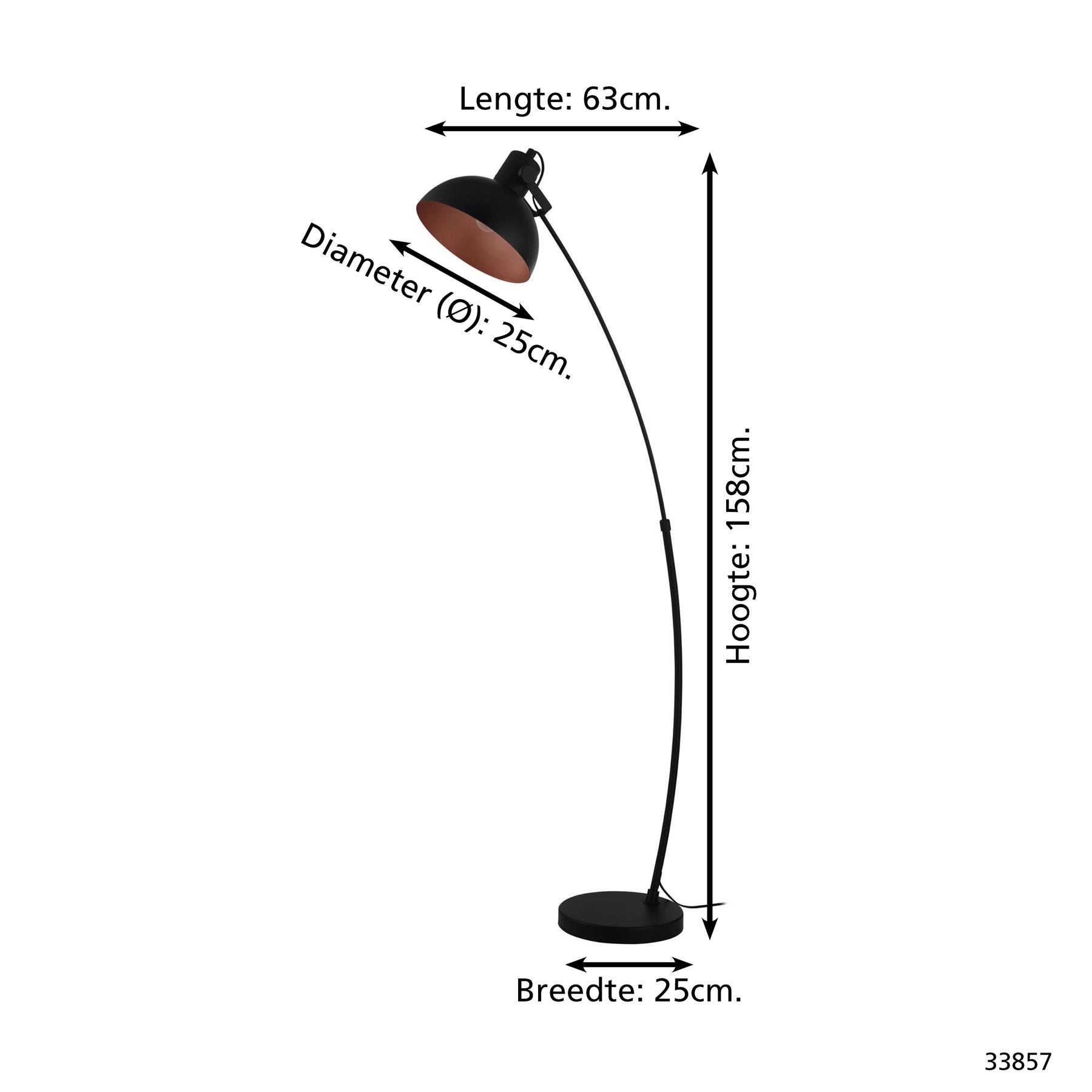 EGLO Jaafra Vloerlamp - E27 - 158 cm - Zwart|Koper