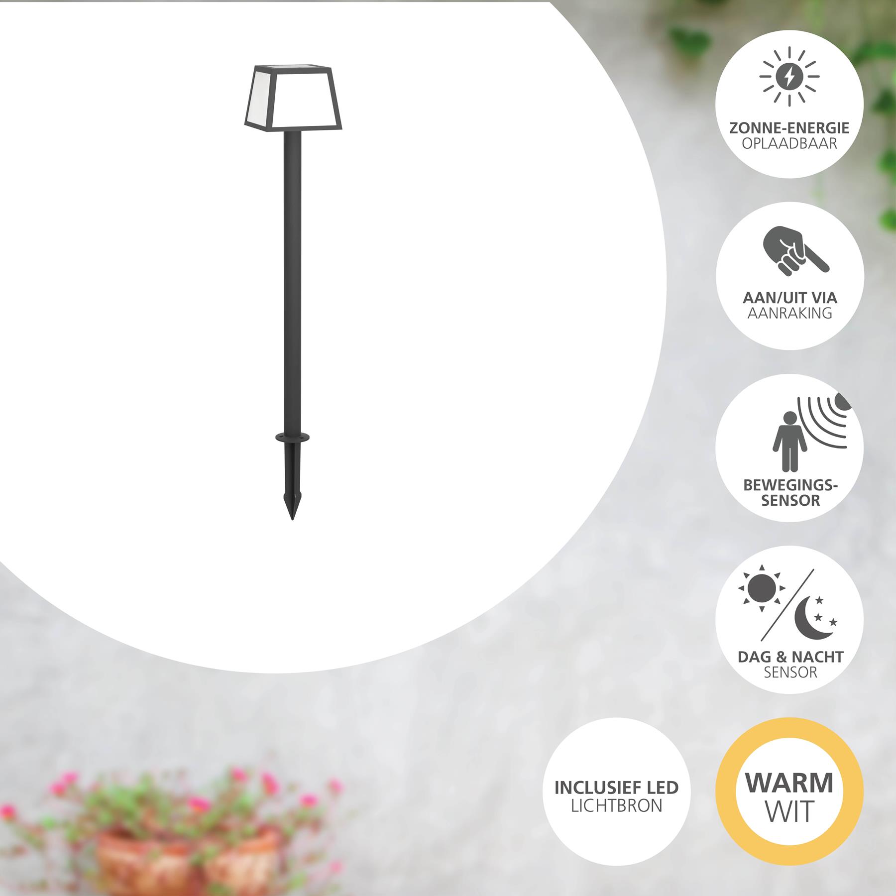 EGLO Altilia Solar Priklamp Buiten - LED - 106 cm - Zwart|Wit