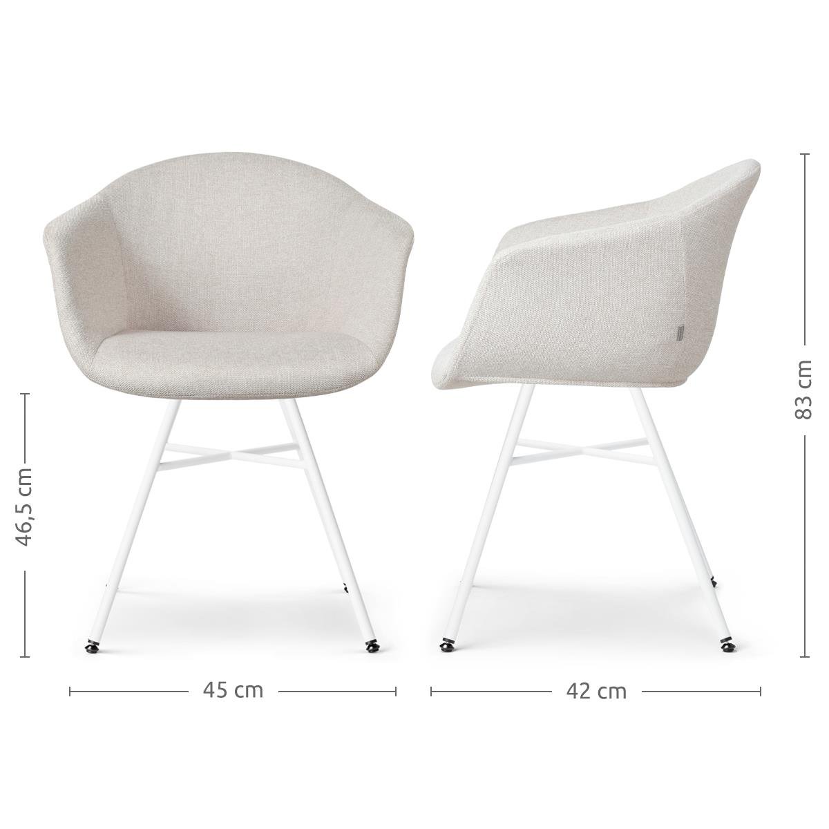 Nolon Noa-Otis Eetkamerstoelen Set van 2 - Beige - Witte Poten