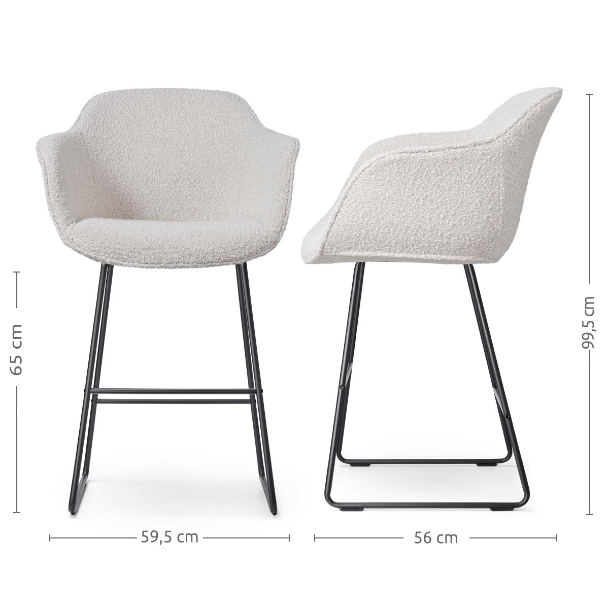 Nolon Nino-Mare Barkruk Bouclé Beige - Zwart Onderstel- 65 cm