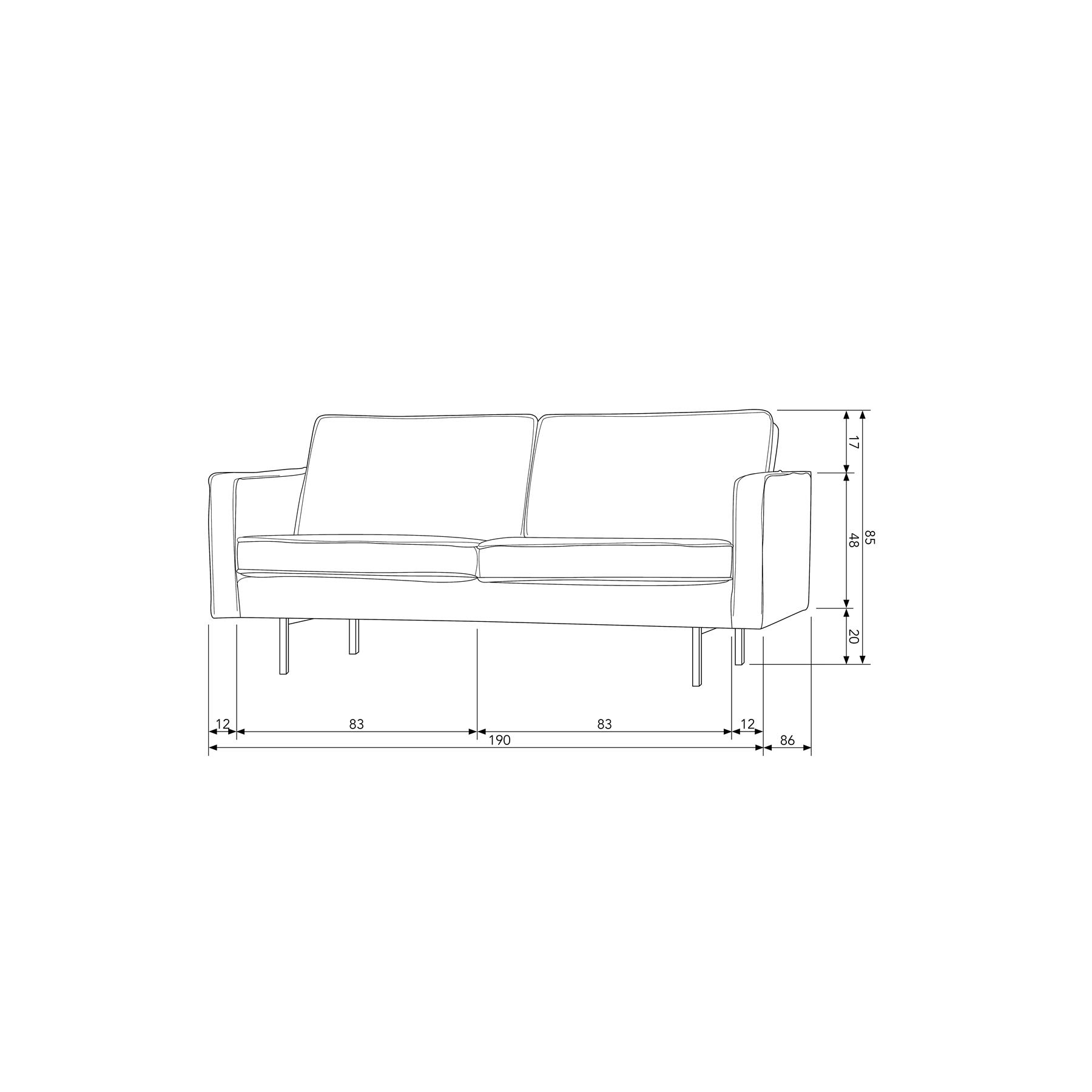 BePureHome Bank 2,5-Zits Rodeo - Structure Velvet - Bonsai - 85x190x86