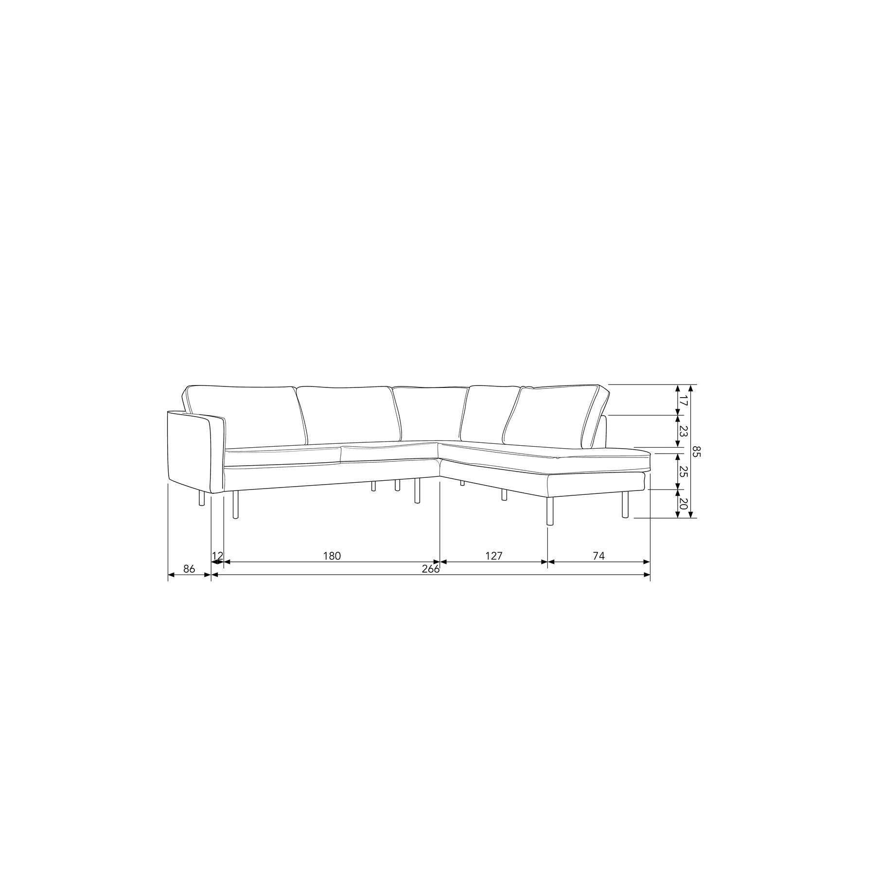 BePureHome Rodeo Hoekbank Rechts - Bouclé - Naturel - 85x266x86|213