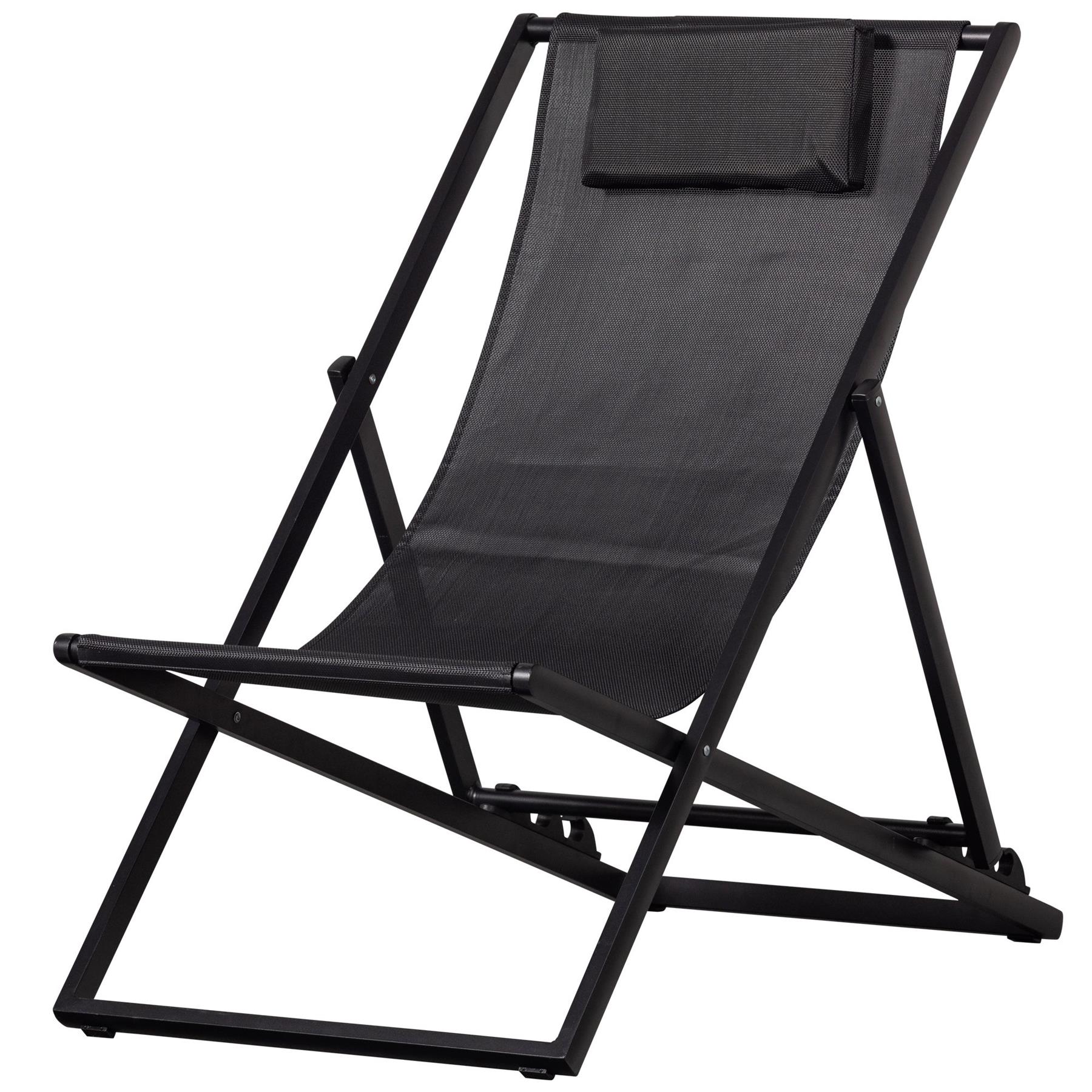WOOOD Esper Strandstoel Buiten - Aluminium - Zwart - Set van 4