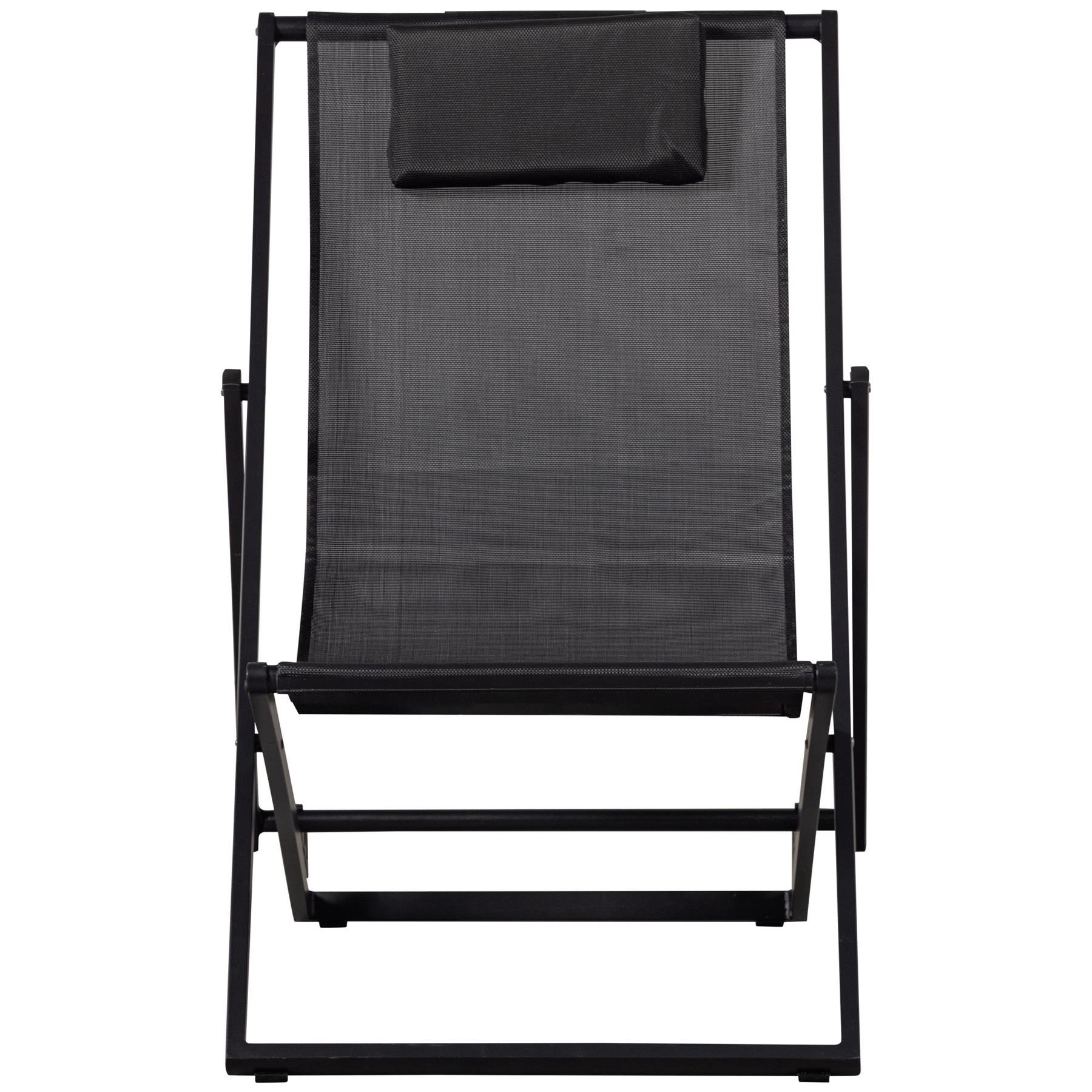 WOOOD Esper Strandstoel Buiten - Aluminium - Zwart - Set van 4