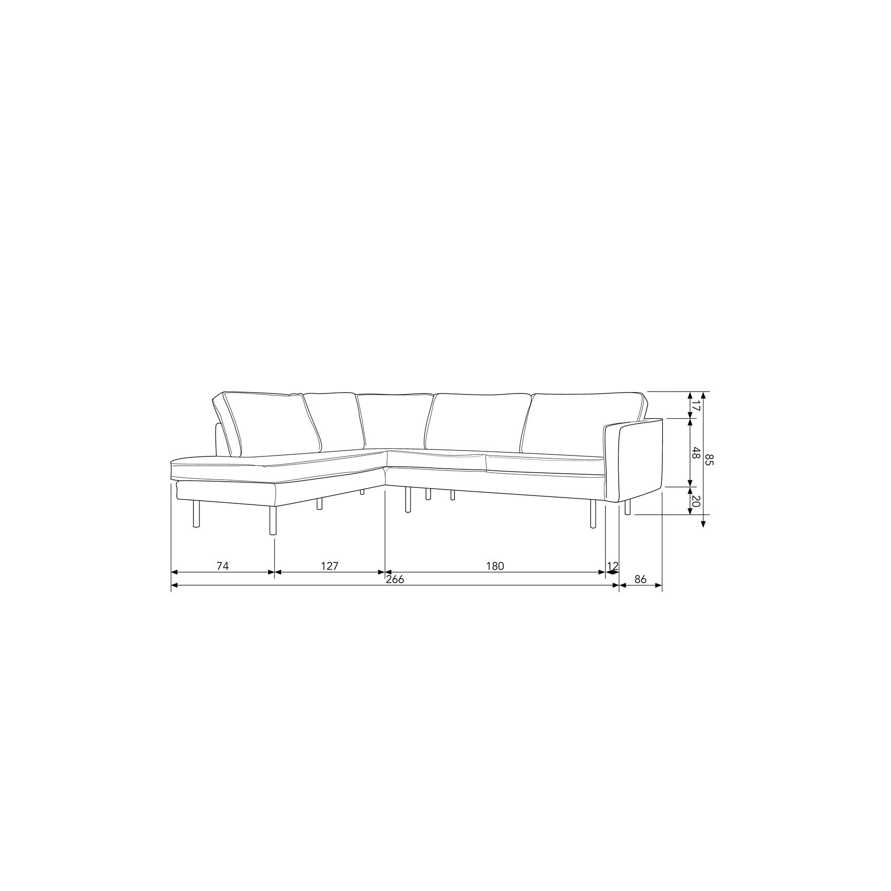 BePureHome Hoekbank Links Rodeo - Velvet - Brass - 85x266x213