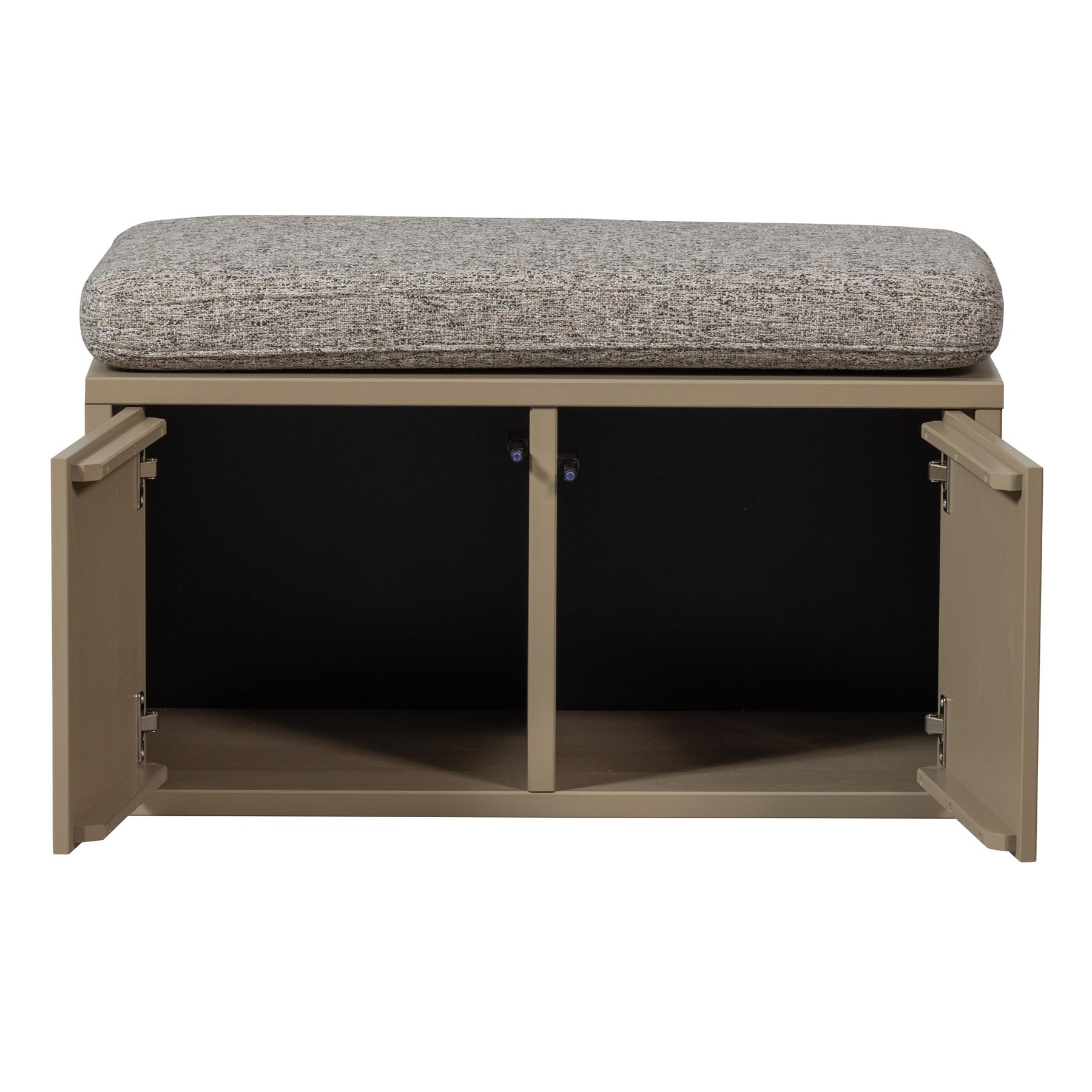 WOOOD Turner Opbergbank Incl. Kussen- Grenen - Mud - 47x80x44