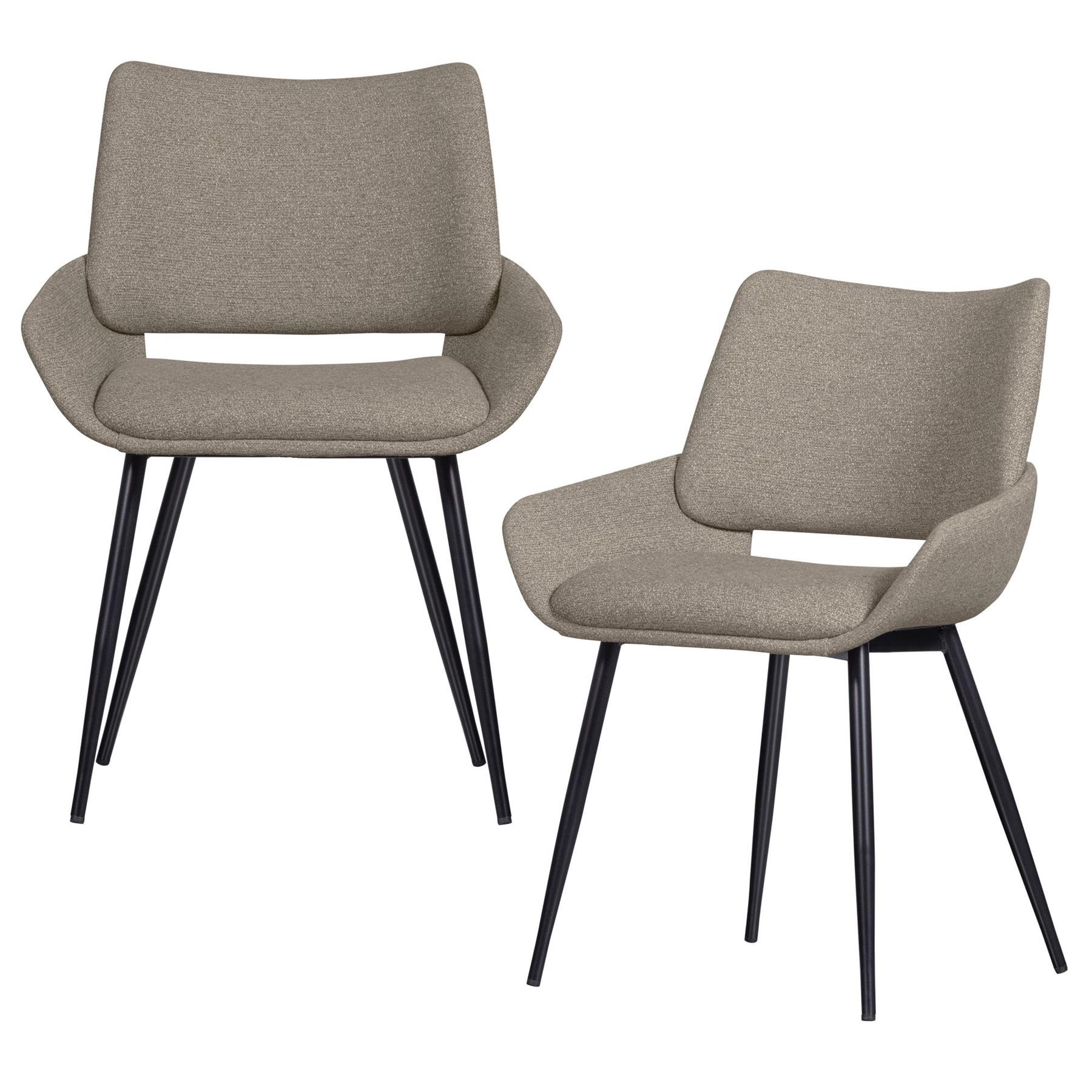 BePureHome Parade Eetkamerstoelen - Melange Stof - Zand - Set van 2