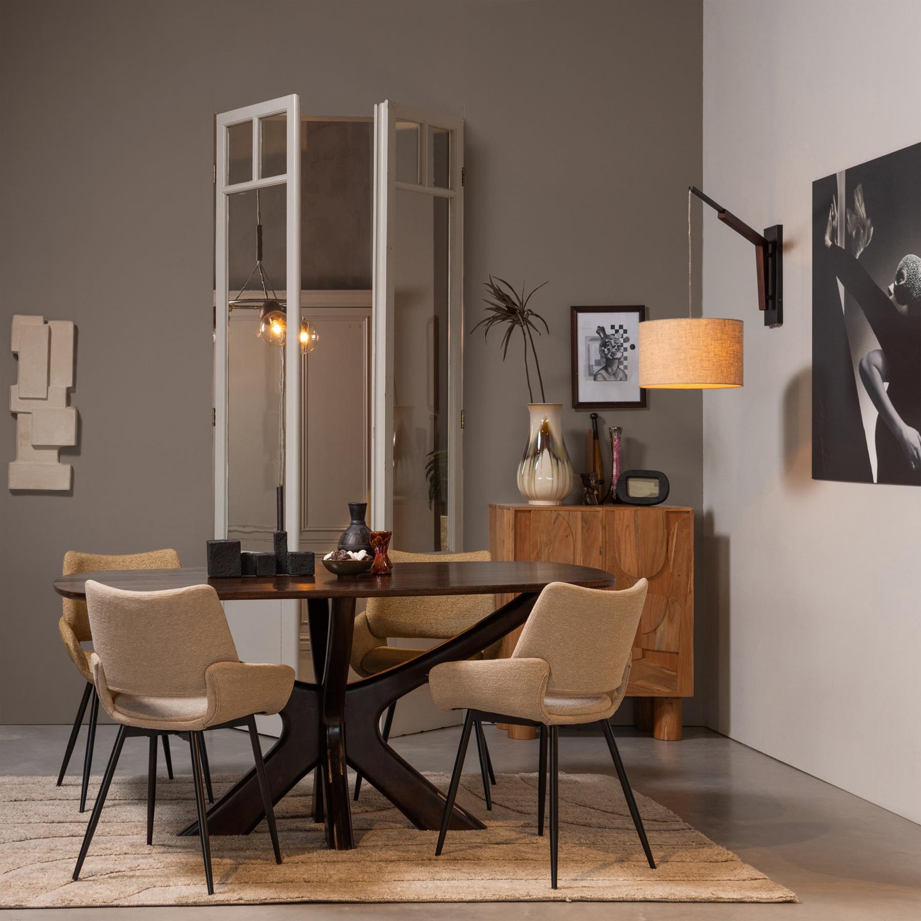 BePureHome Parade Eetkamerstoelen - Melange Stof - Zand - Set van 2