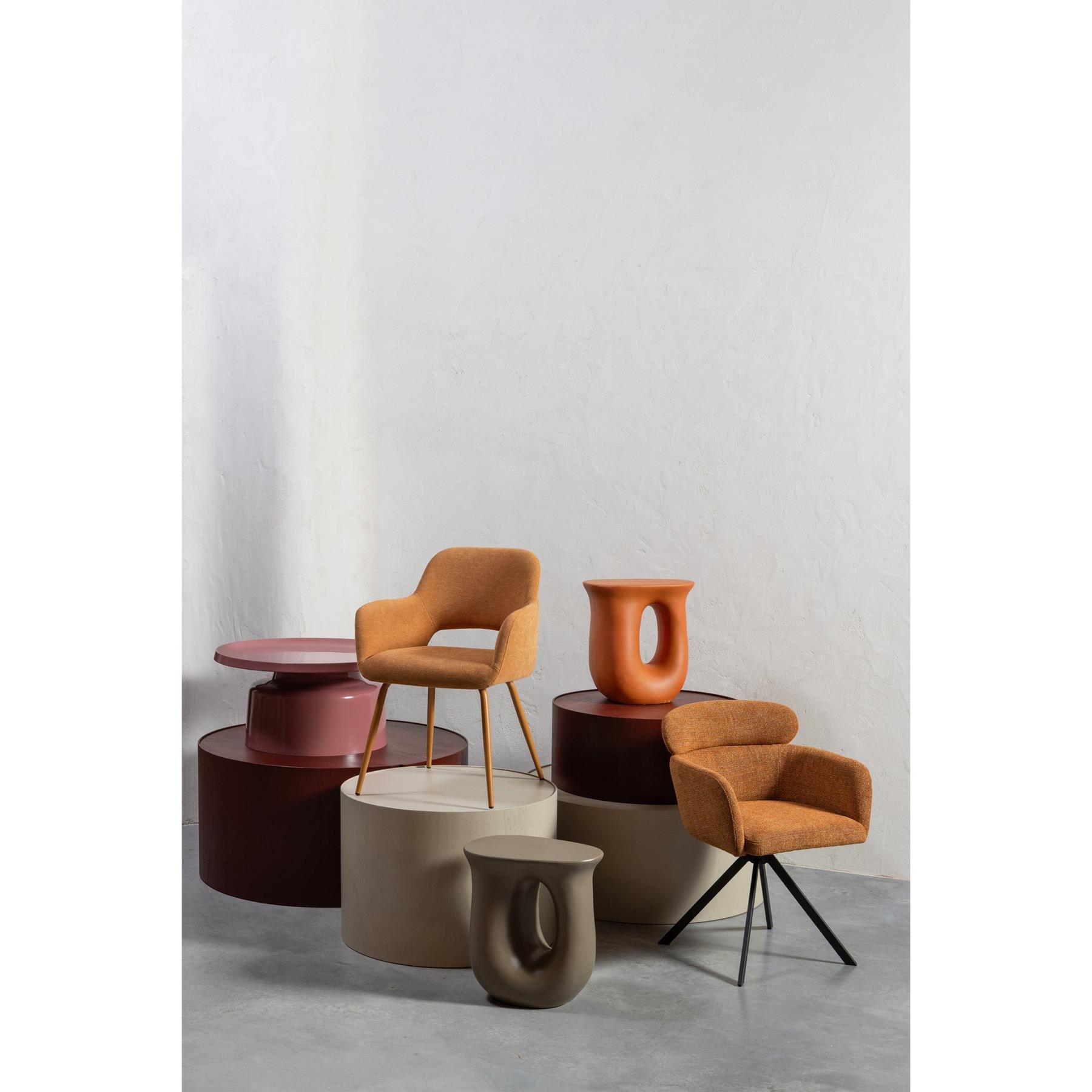WOOOD Fenne Draaibare Eetkamerstoelen - Polyester - Ginger - Set van 2