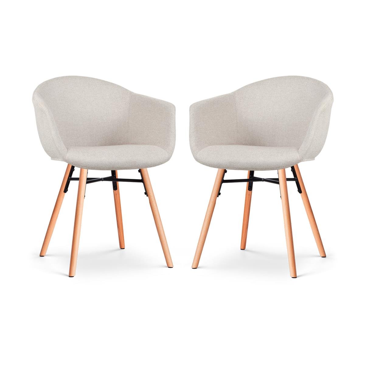 Nolon Nena-Otis Eetkamerstoelen Set van 2 - Beige - Houten Poten