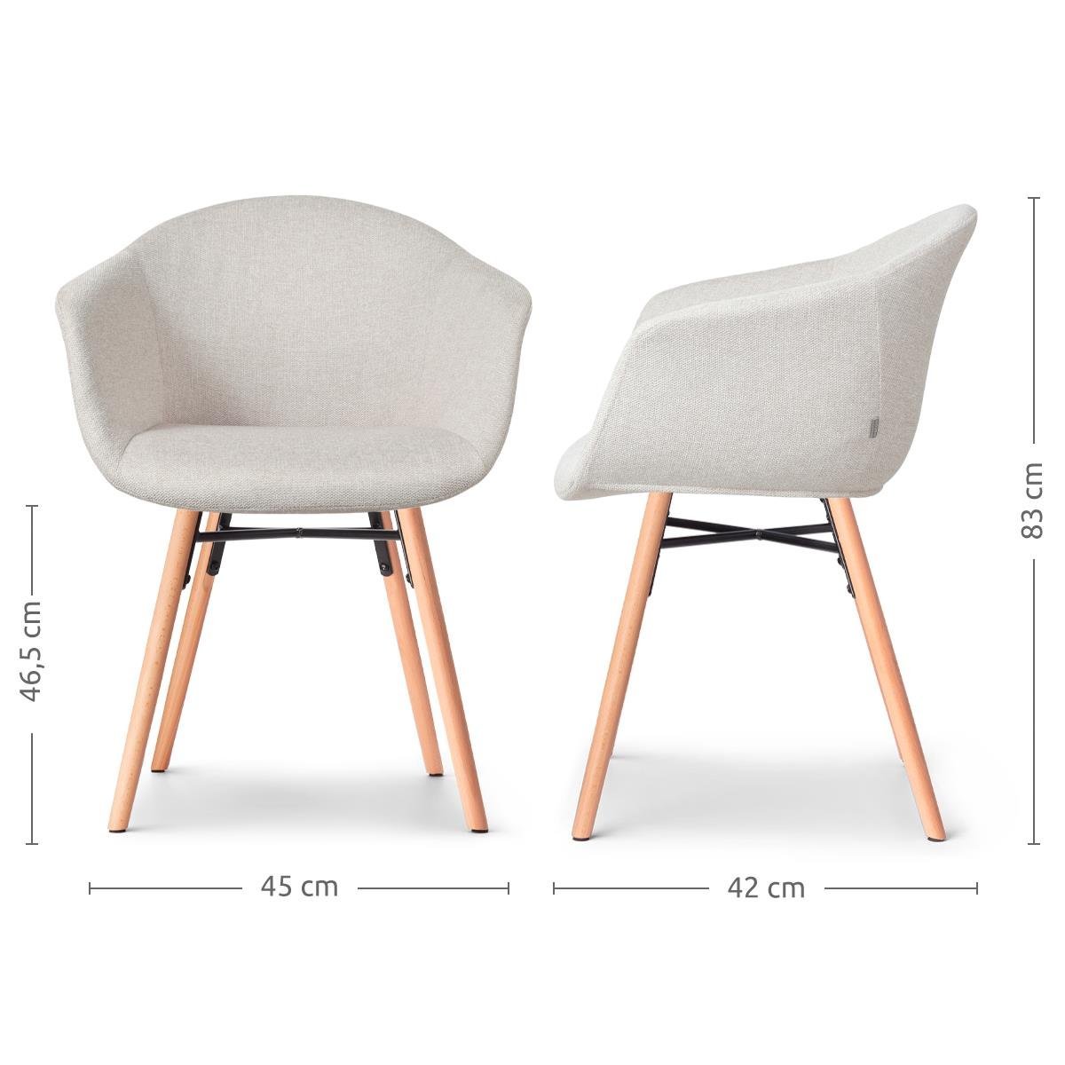 Nolon Nena-Otis Eetkamerstoelen Set van 2 - Beige - Houten Poten
