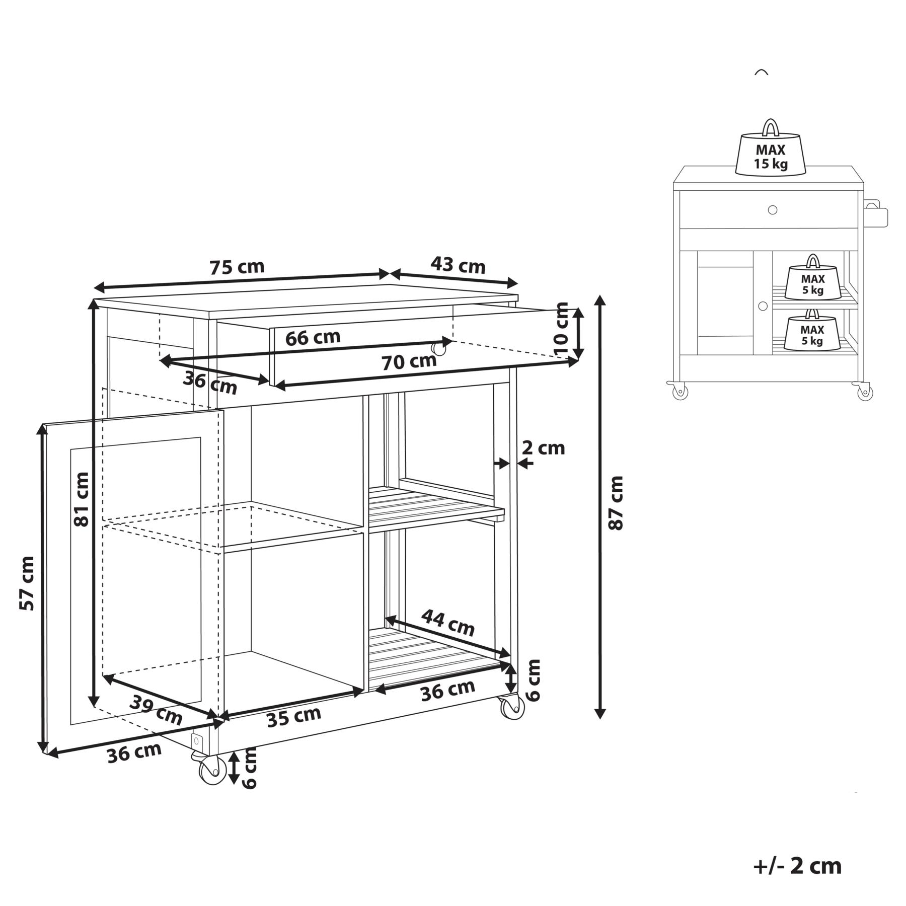 Beliani - TRAPANI - Keukentrolley - Wit - MDF