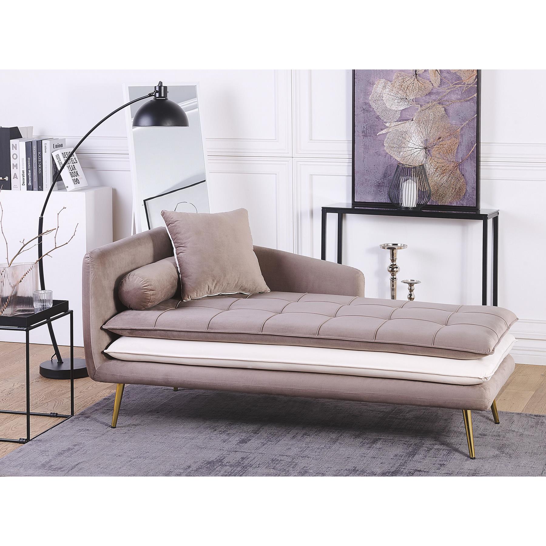 Beliani - GONESSE - Chaise longue - Taupe - Linkerzijde - Polyester
