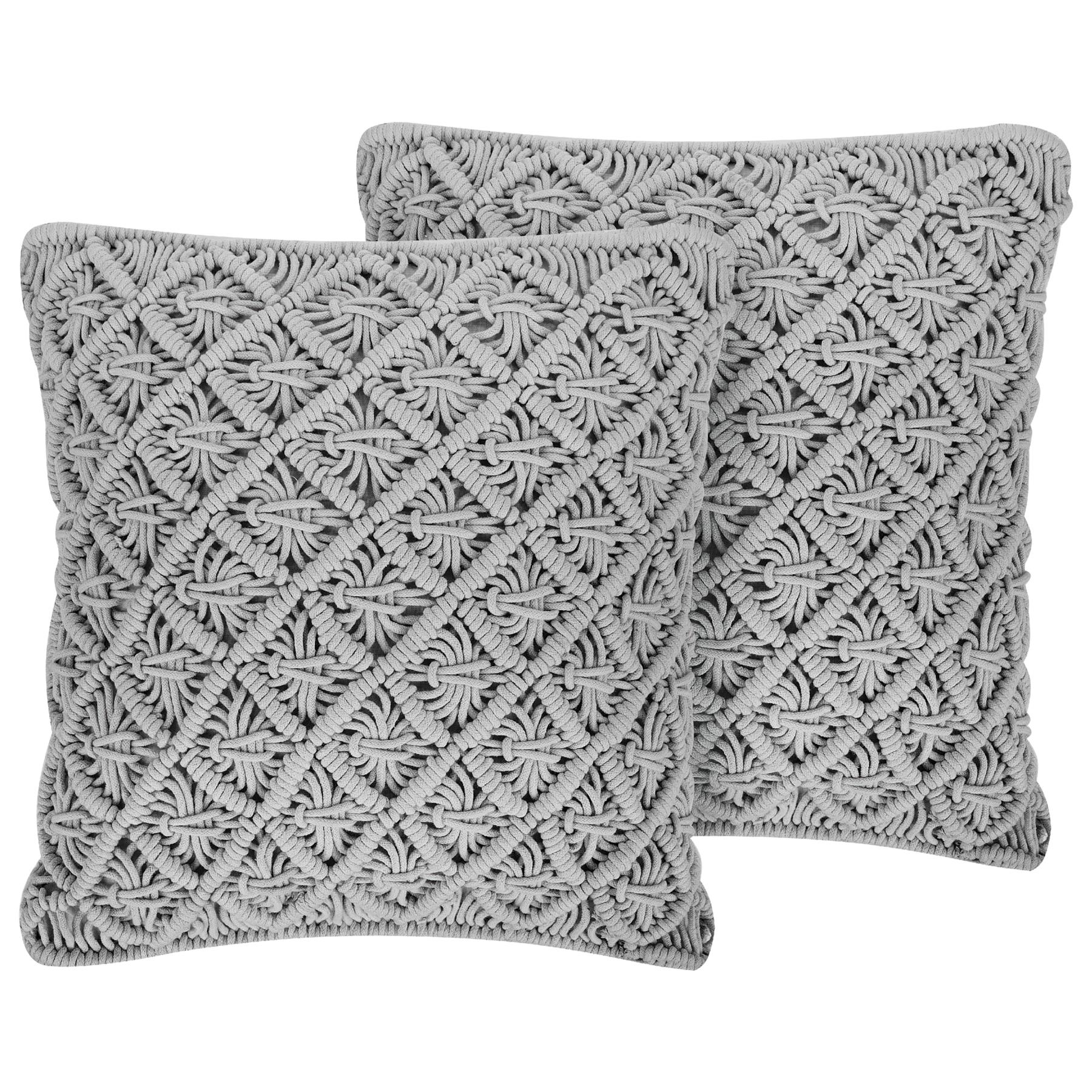 Beliani-KIZKALESI -Sierkussen set van 2-Grijs-45 x 40 cm-Katoen