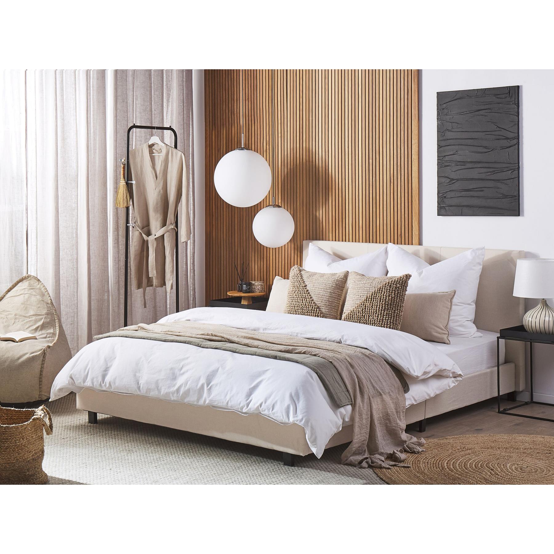 Beliani - ALBI - Tweepersoonsbed - Zwart - 160 x 200 cm - Polyester