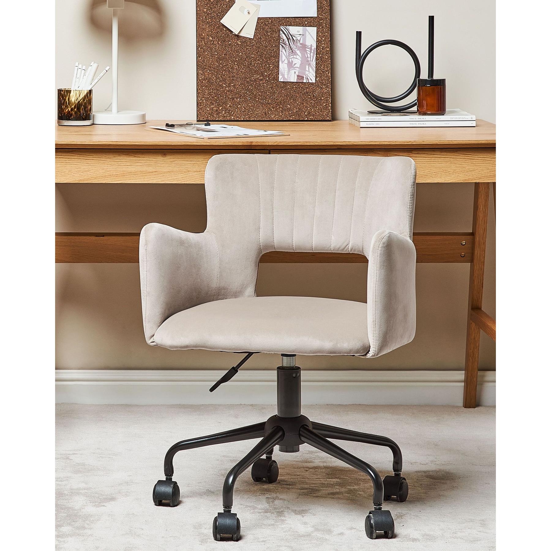 Beliani - SANILAC - Bureaustoel - Taupe - Fluweel