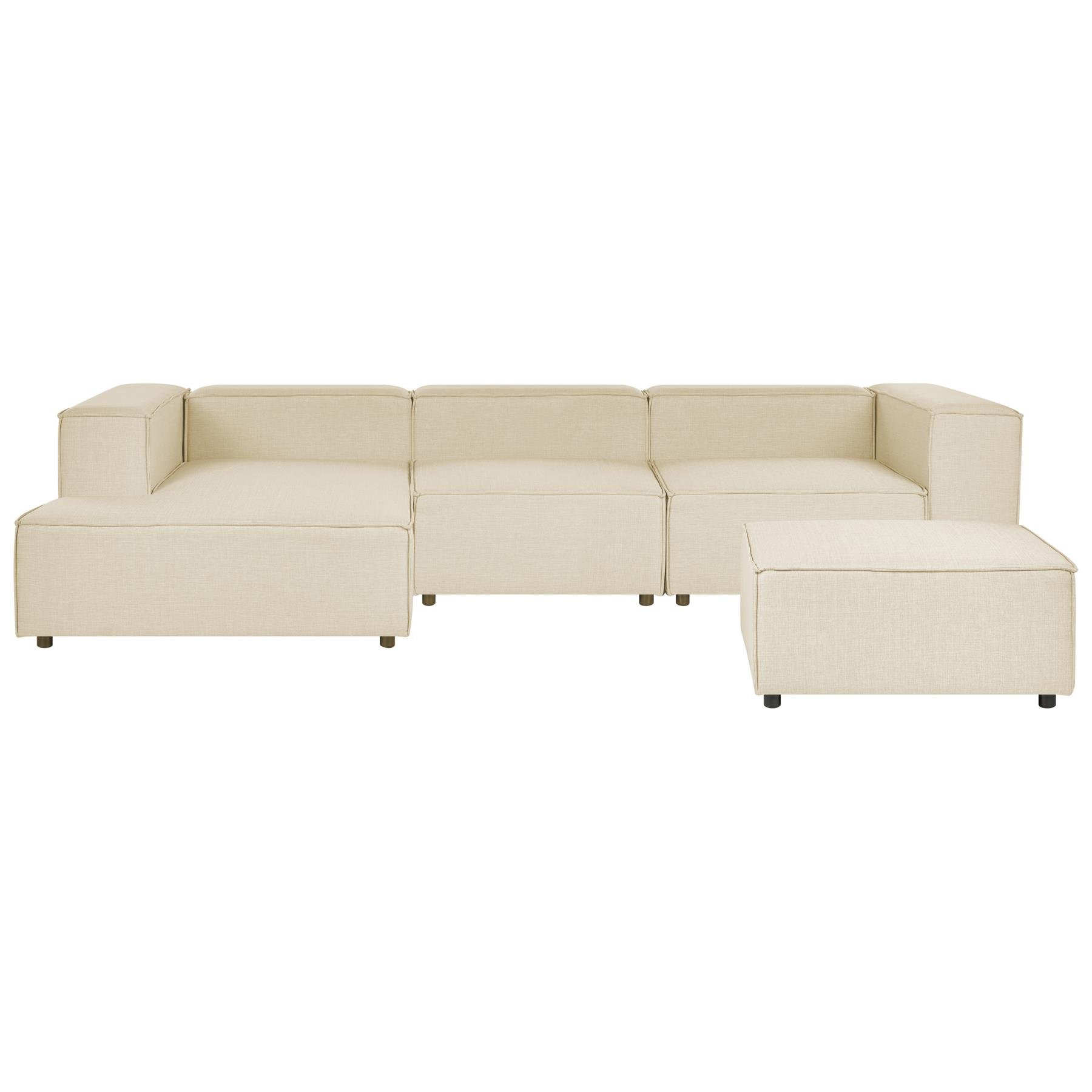 Beliani - APRICA - Driezitsbank - Beige - Rechterzijde - Linnen