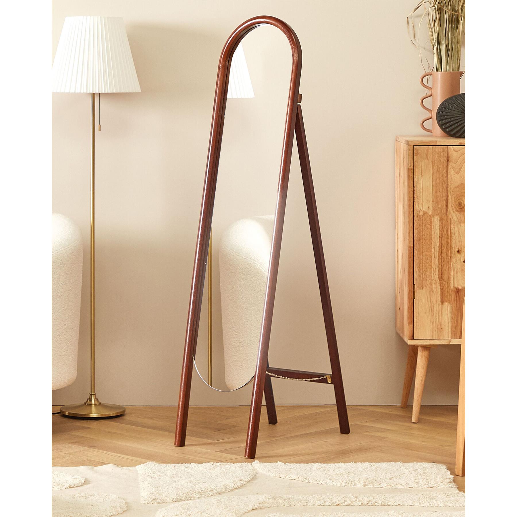 Beliani-CHELLES -Staande spiegel-Donkere houtkleur-Paulowniahout