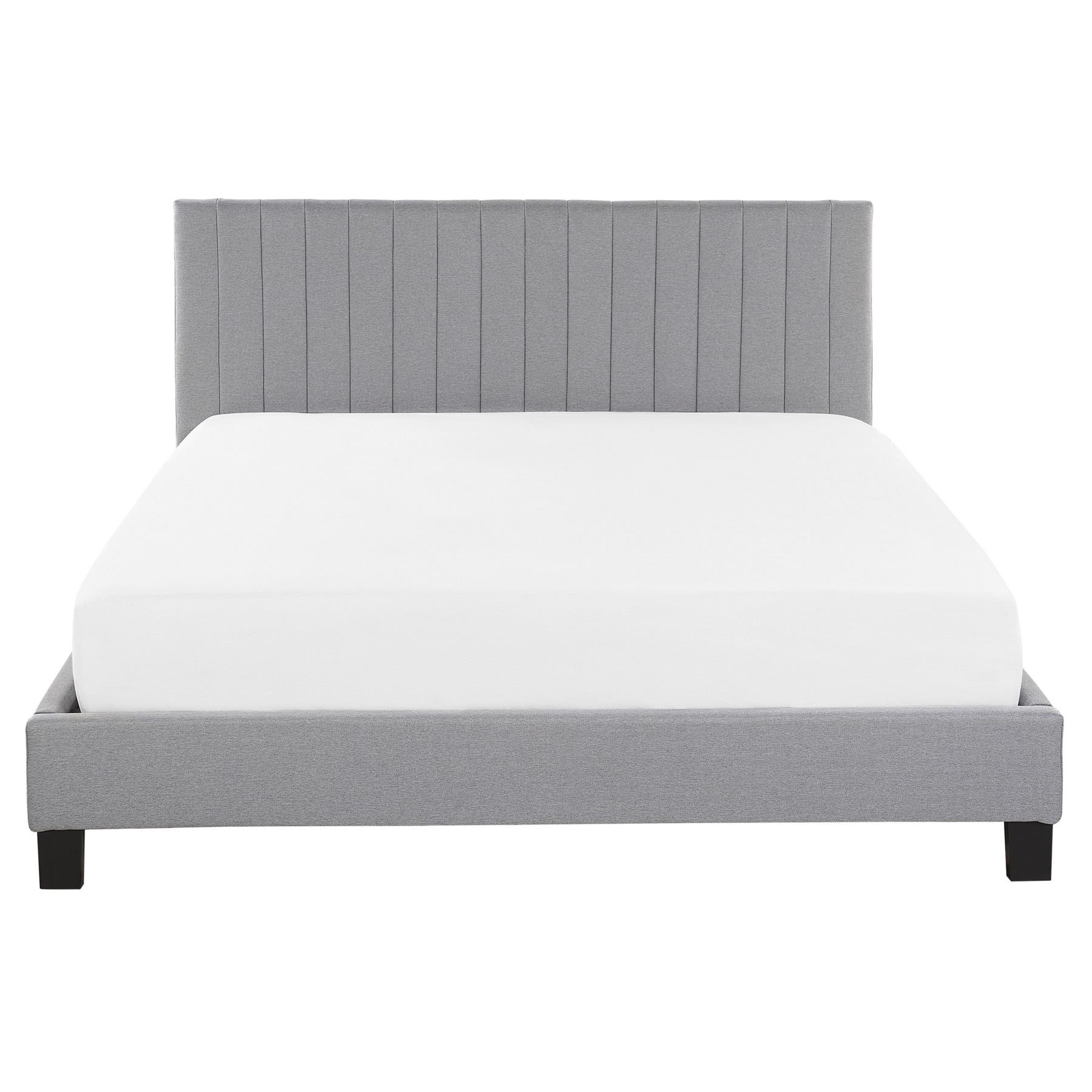 Beliani-POITIERS -Tweepersoonsbed-Lichtgrijs-160 x 200 cm-Polyester