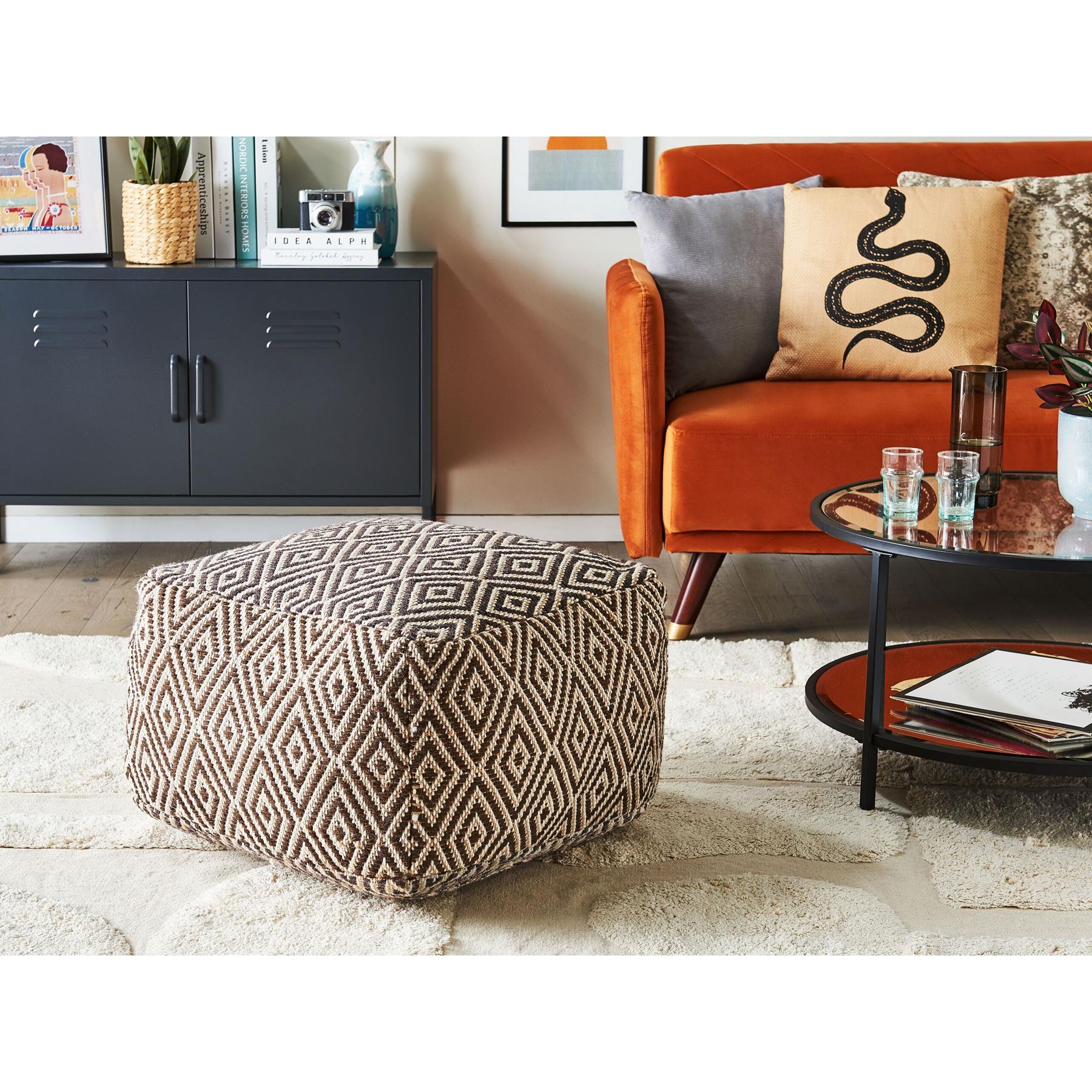 Beliani - MANISA - Poef - Bruin - 60 cm - Wol